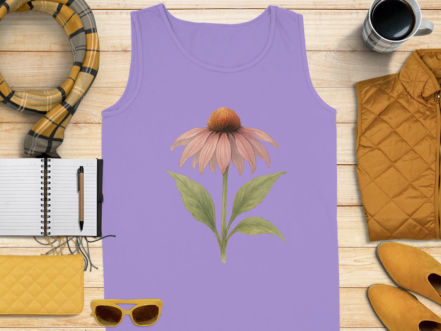 Purple Tank Top with Artistic Flower Print product type