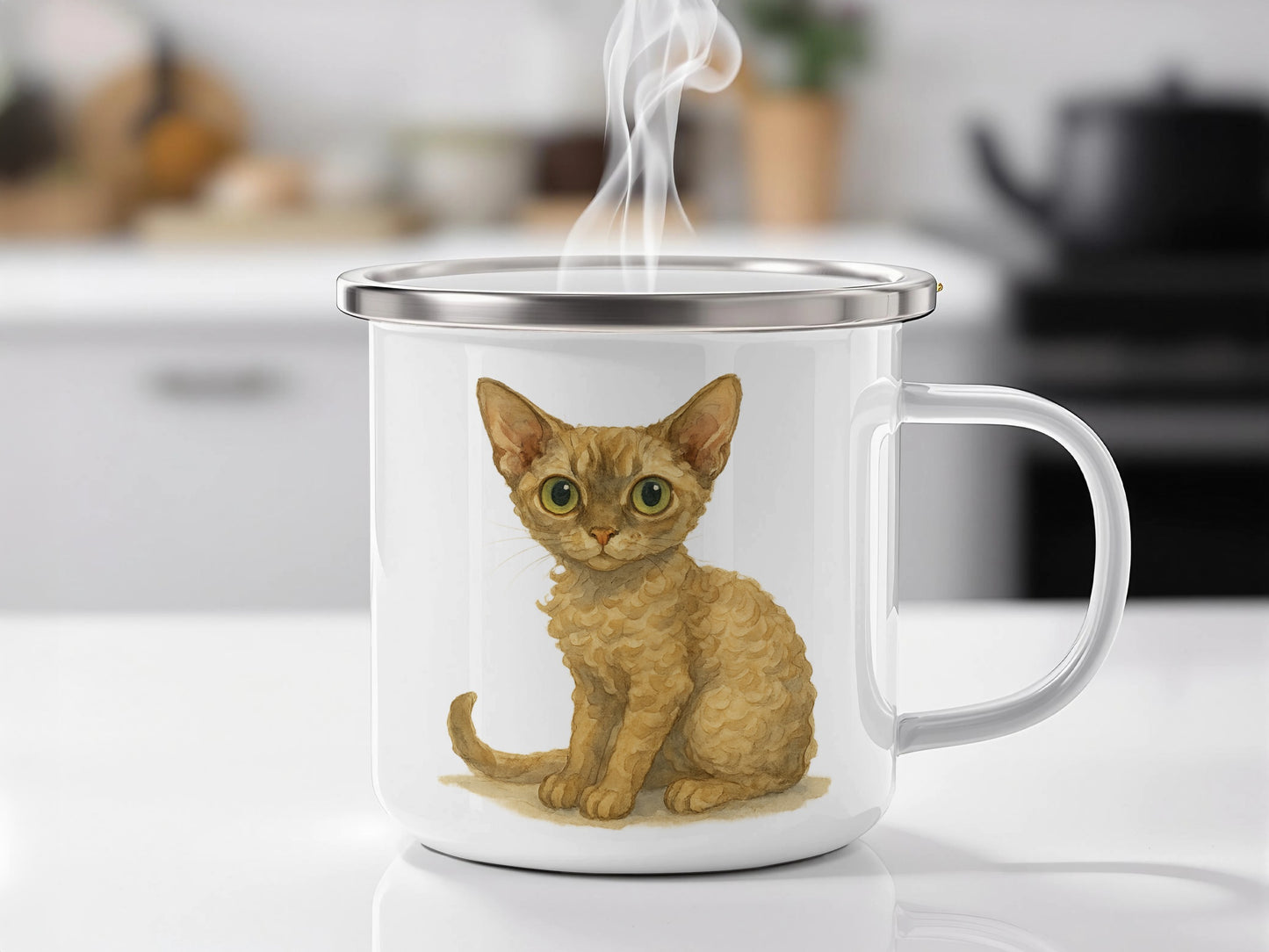 Cute Kitten Illustration on White Mug product