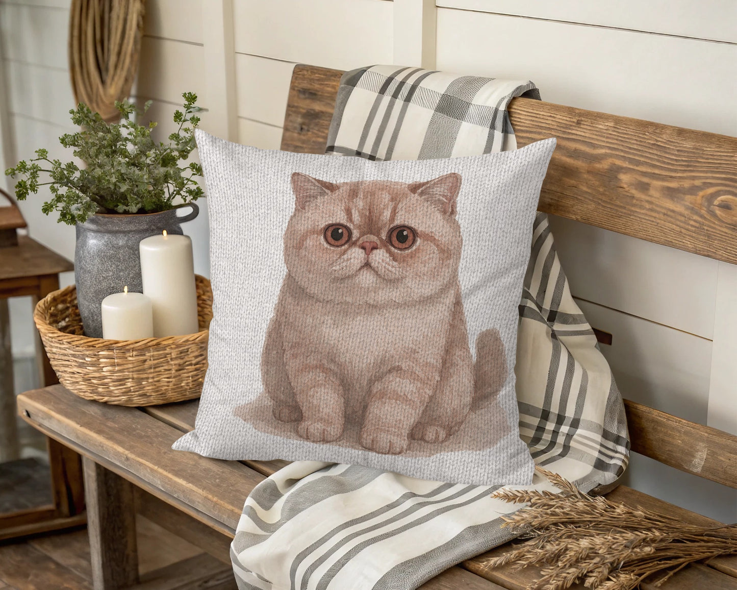 Adorable Chubby Cheeked Cat Illustration Pillow product