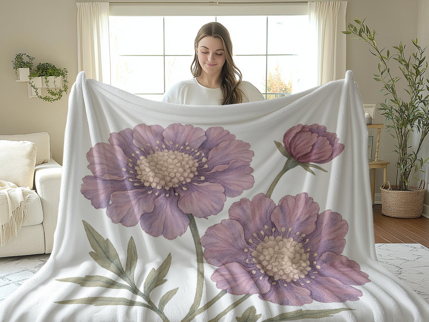 Elegant Floral Blanket with Beautiful Purple Blooms product