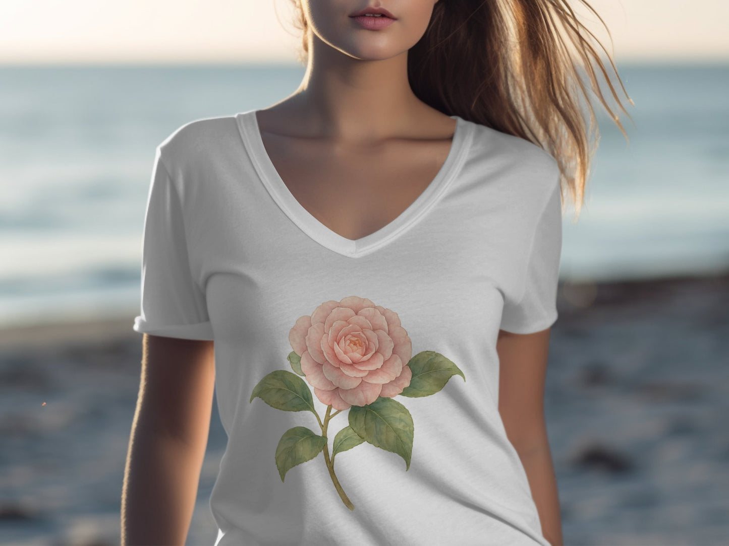 Beautiful Floral Design on White T-Shirt product type