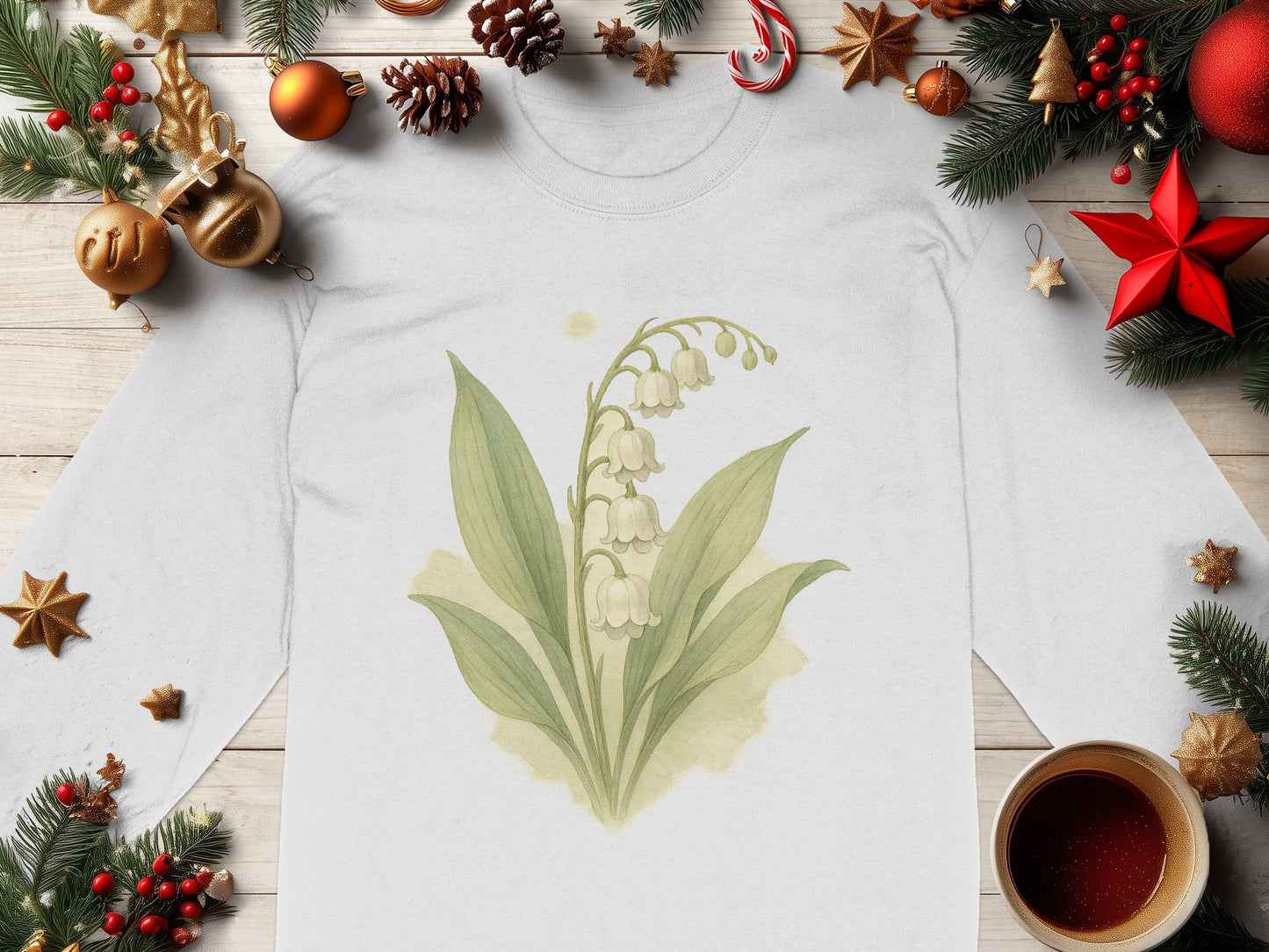 Delicate Lily of the Valley Print Long Sleeve Shirt product type
