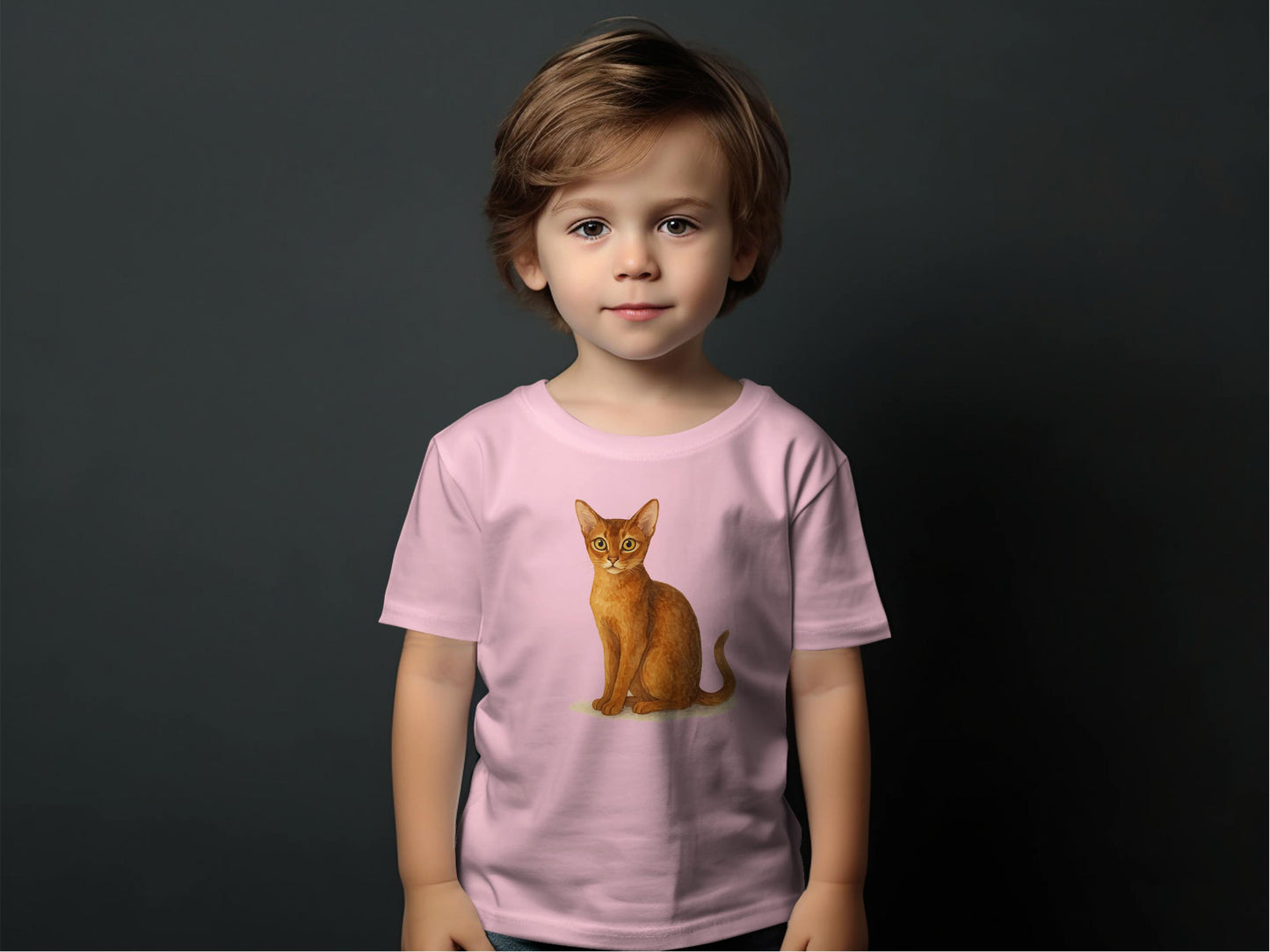 Cute Cat Print Pink Shirt for Kids Short Sleeve product type