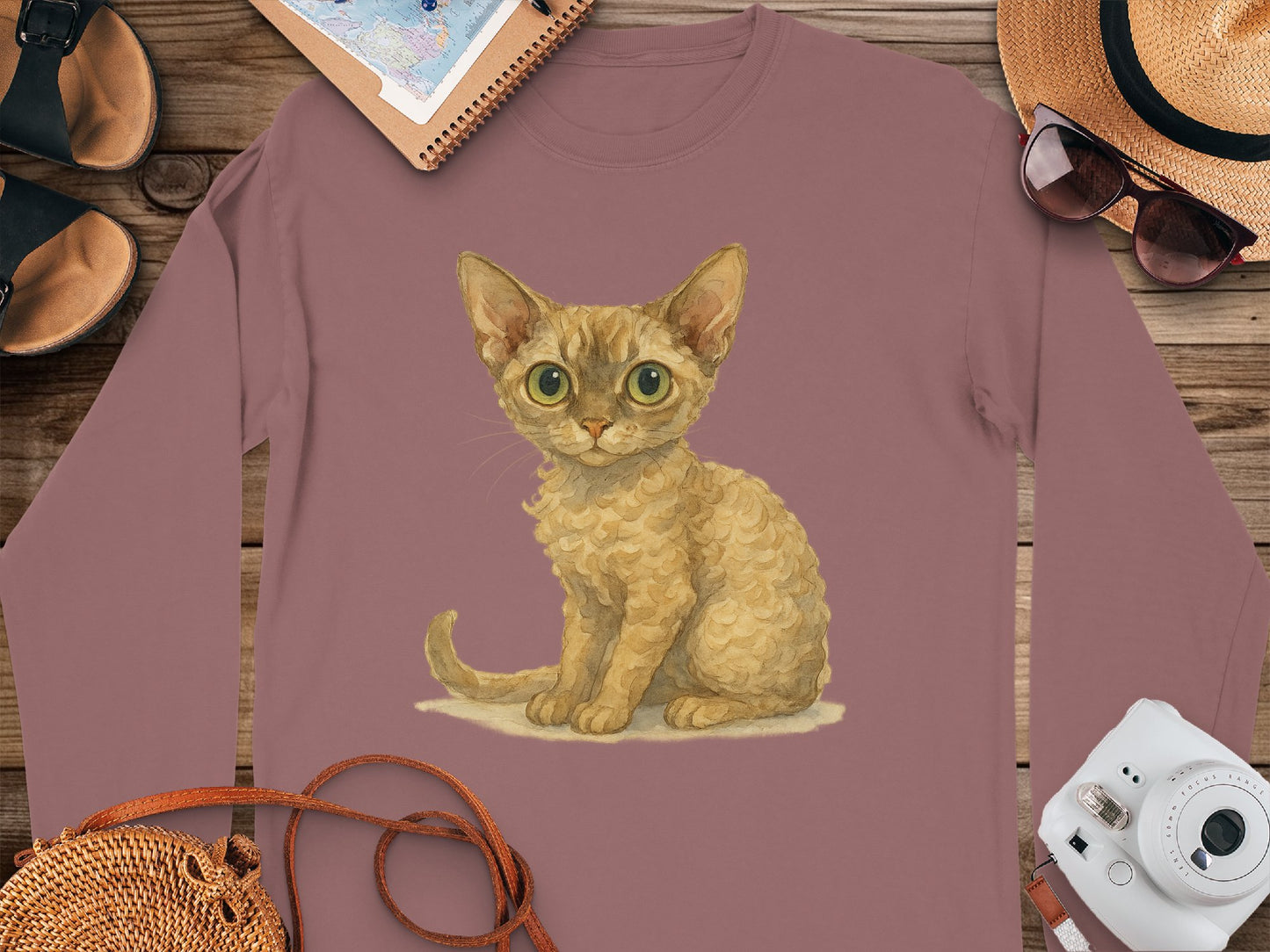 Cute Cat Illustration on Long Sleeve Shirt product type