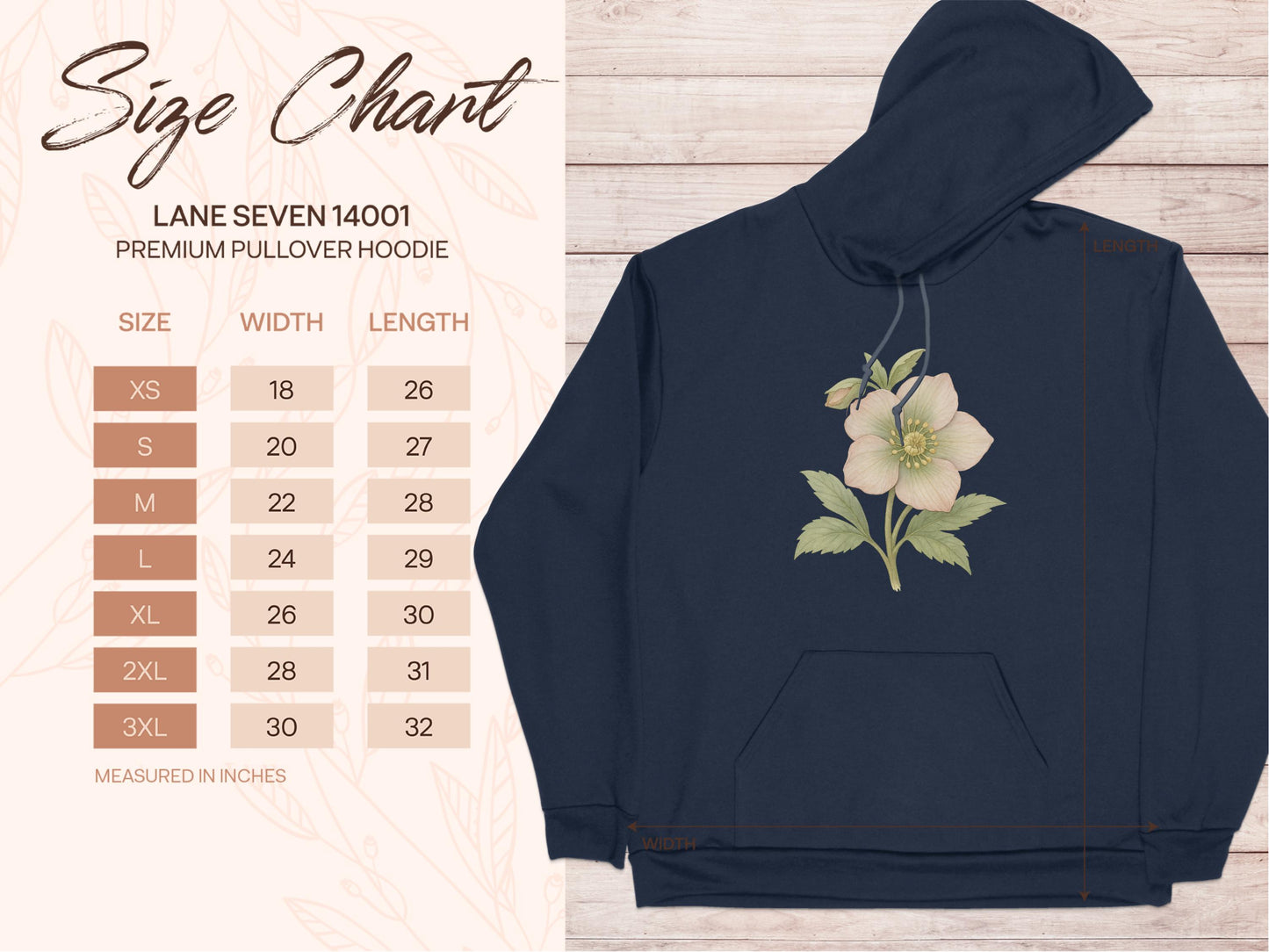 Floral Design Premium Pullover Hoodie product type