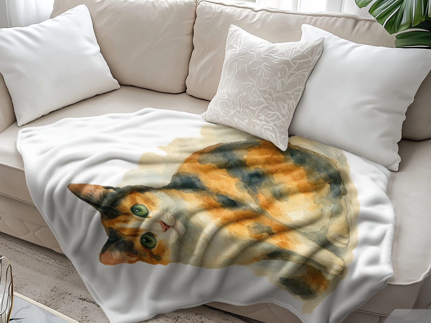 Cozy Calico Cat Fleece Blanket Cute Cat Lover Gift product