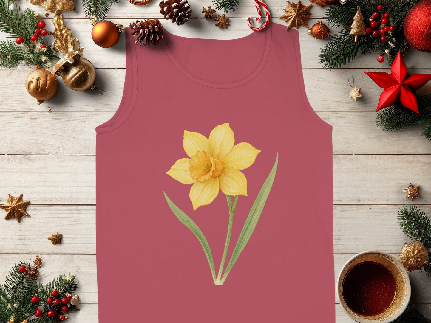 Festive Holiday Red Tank Top Daffodil Design product type