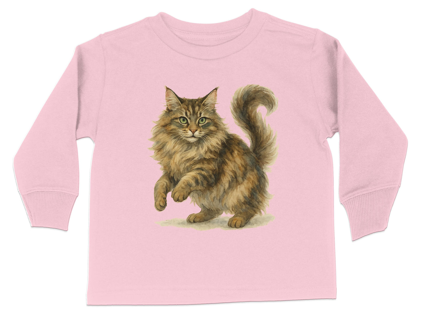 Adorable Fluffy Cat Long Sleeve Toddler Shirt product type