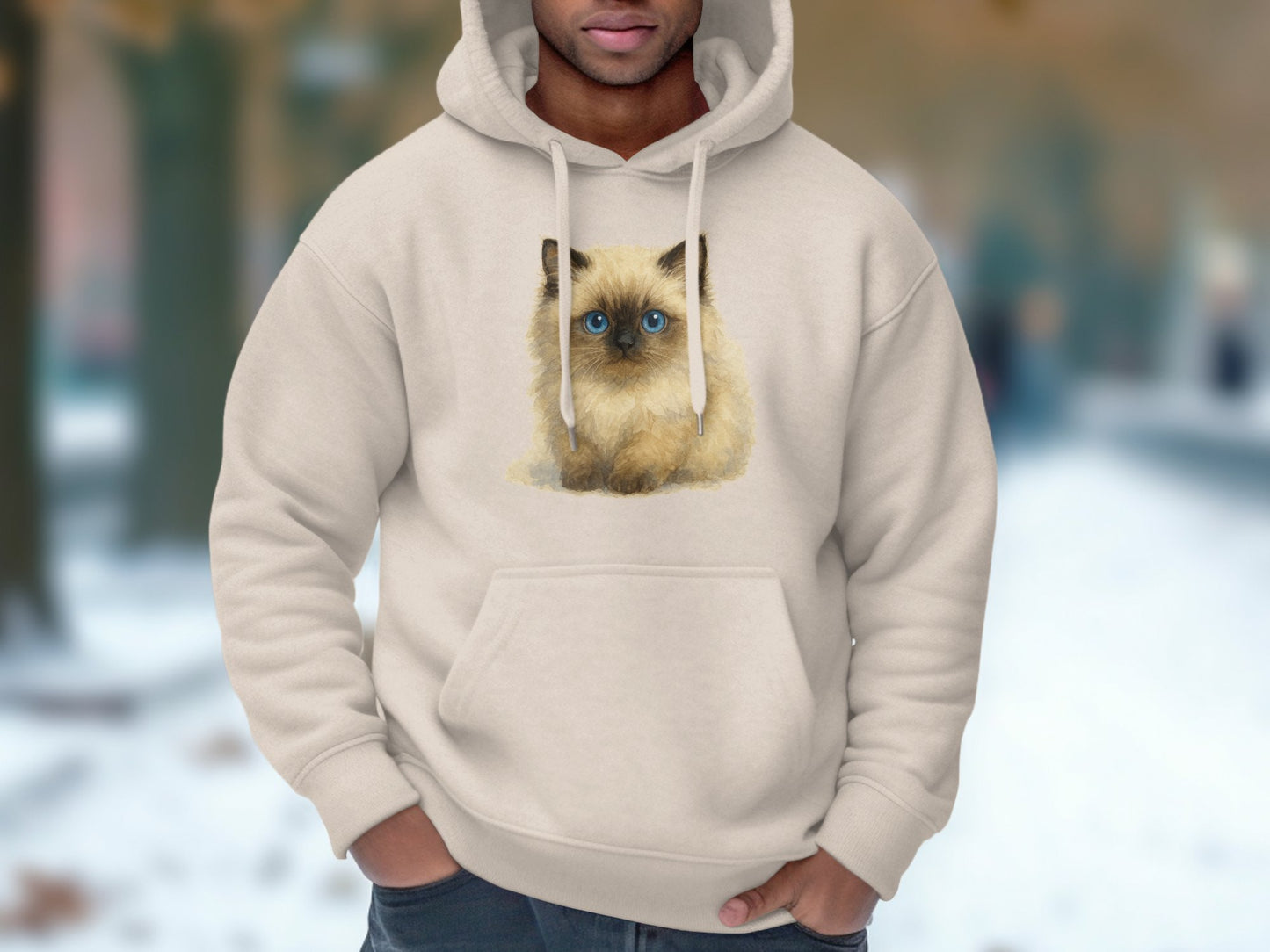 Cute Blue-eyed Kitten Graphic Print Hoodie product