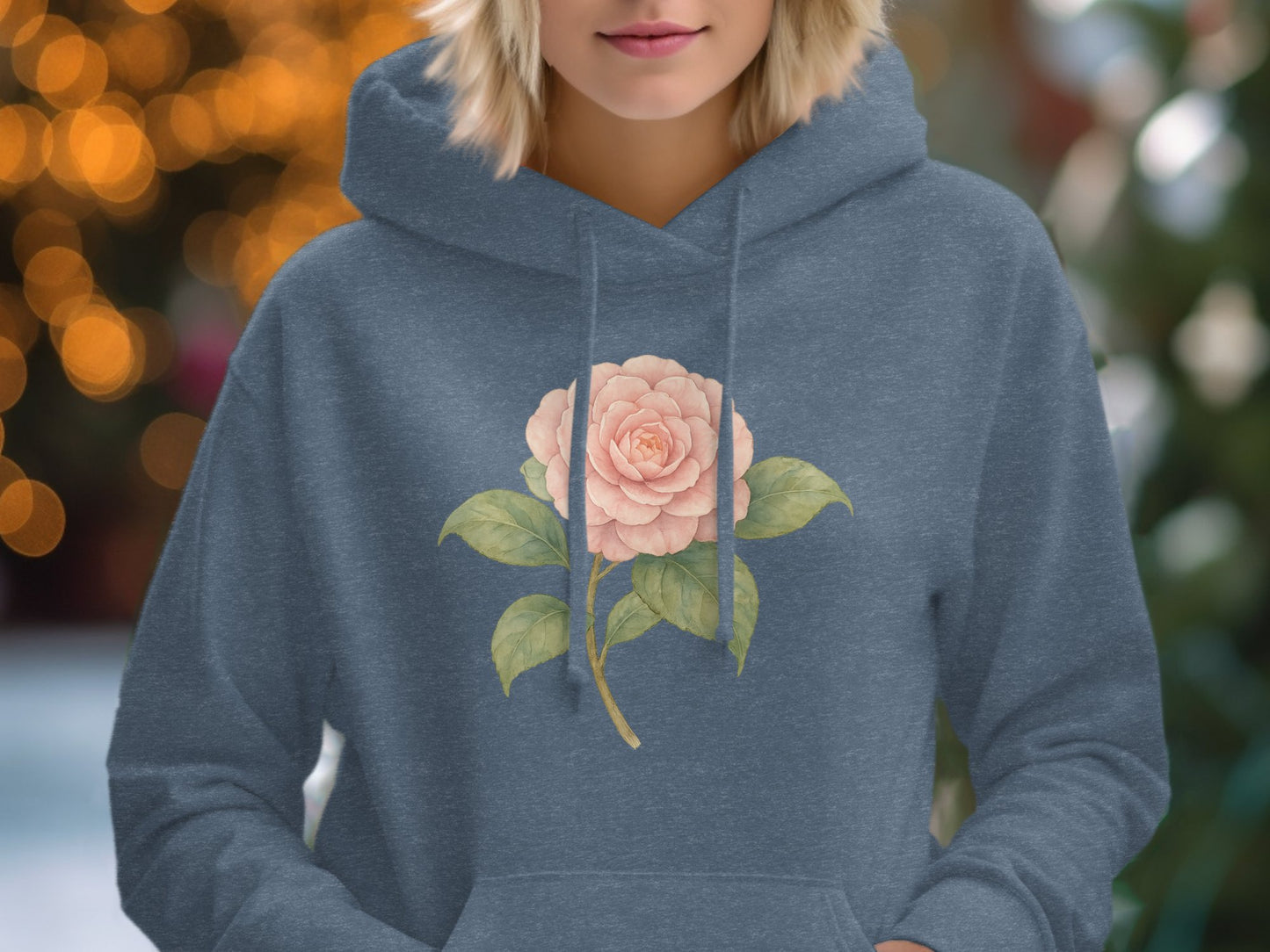 Elegant Floral Design on Gray Hoodie product type