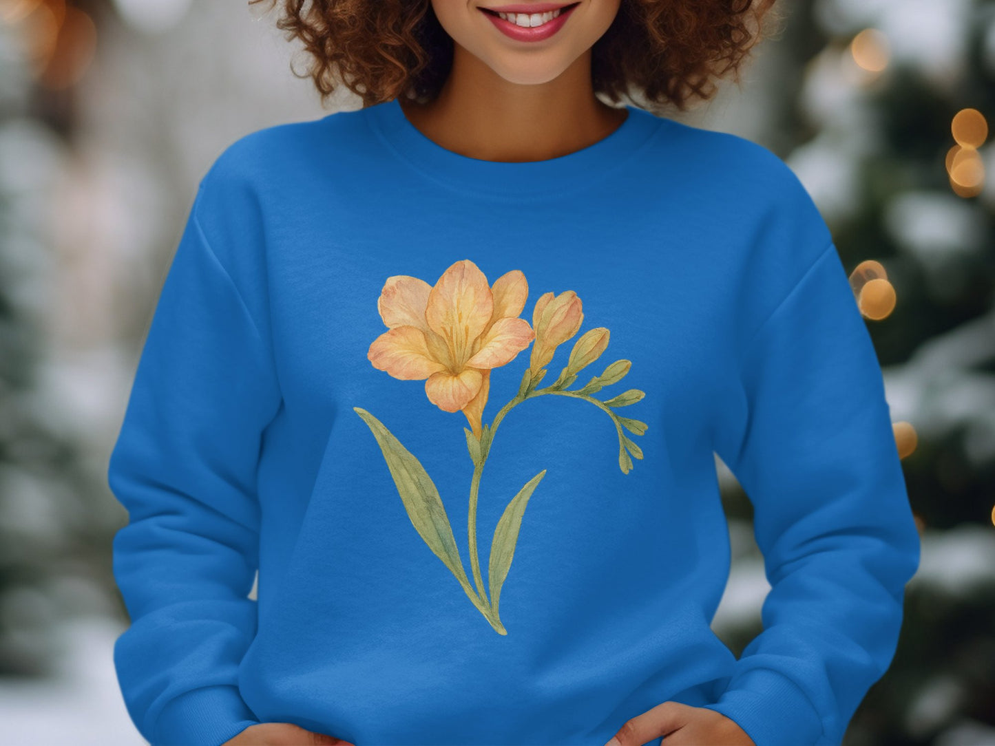 Bright Blue Sweatshirt with Floral Design product