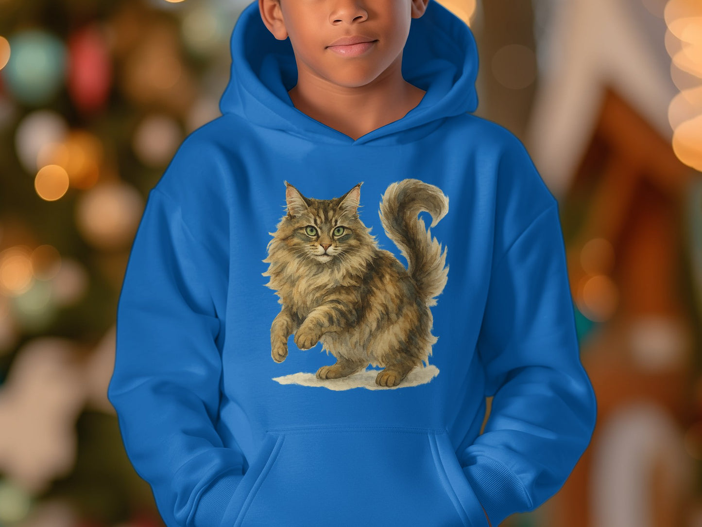 Beautiful Blue Hoodie with Playful Cat Design product