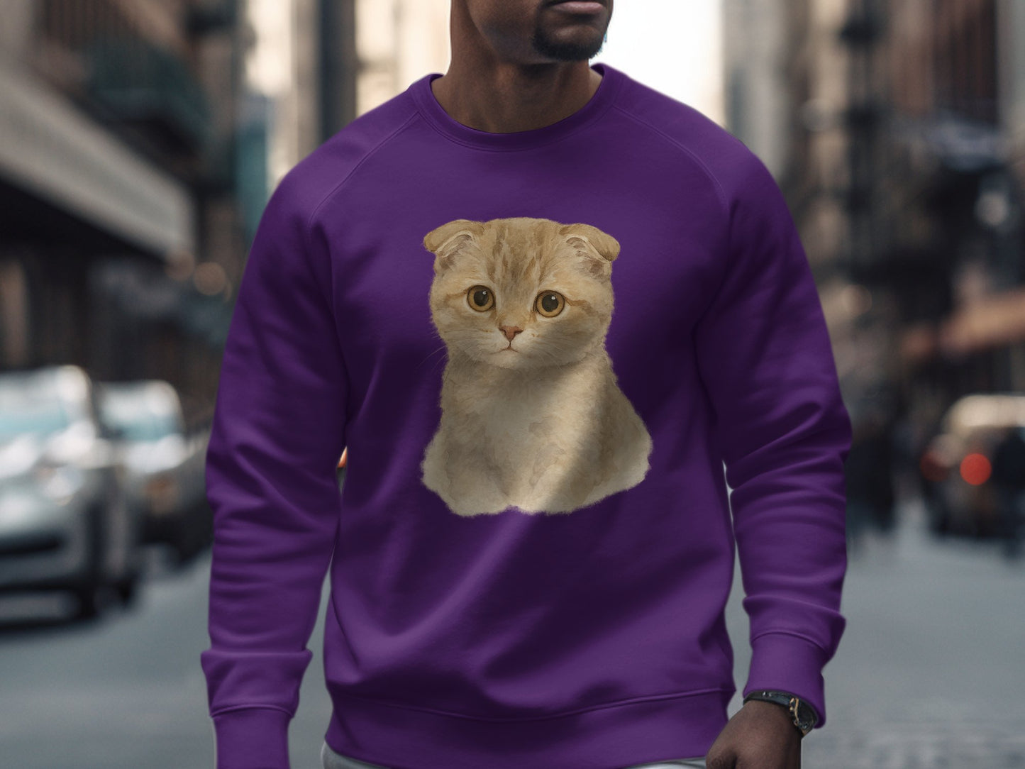 Scottish Fold Cat Print Purple Sweatshirt product type