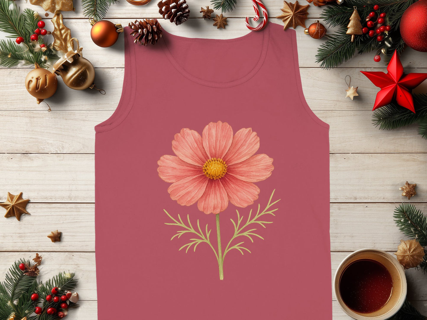 Festive Pink Flower Design Men's Tank Top product