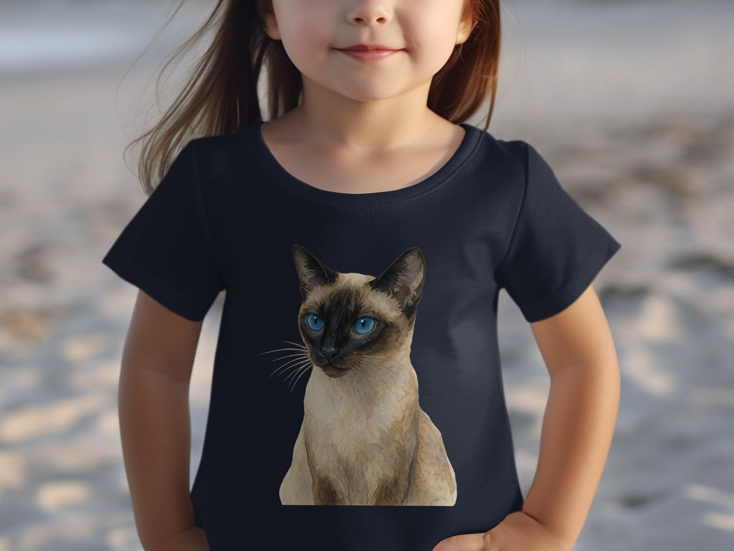 Cute Blue-Eyed Siamese Cat Print T-Shirt product type
