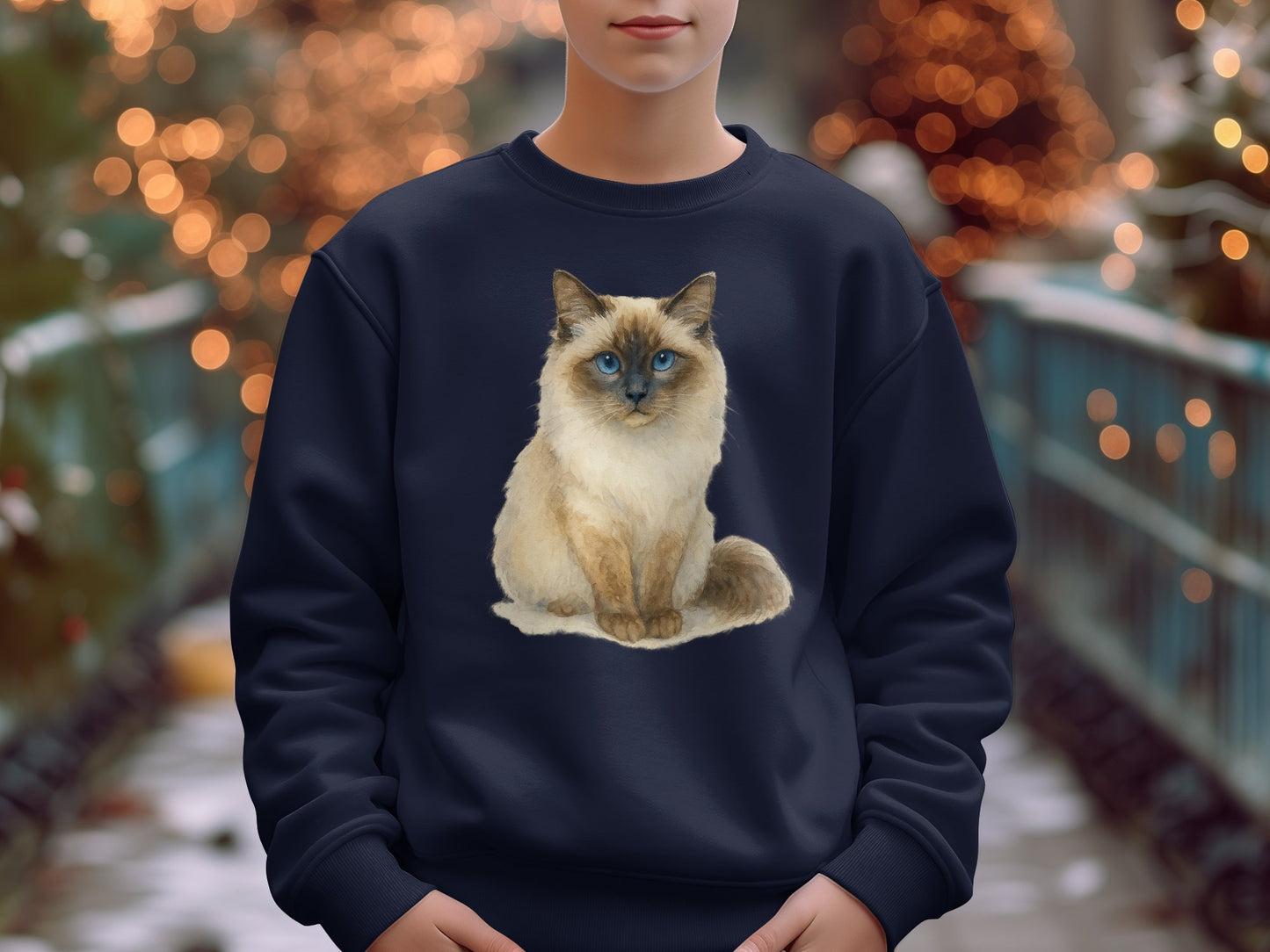 Cozy Holiday Sweater Featuring Fluffy Cat Design product