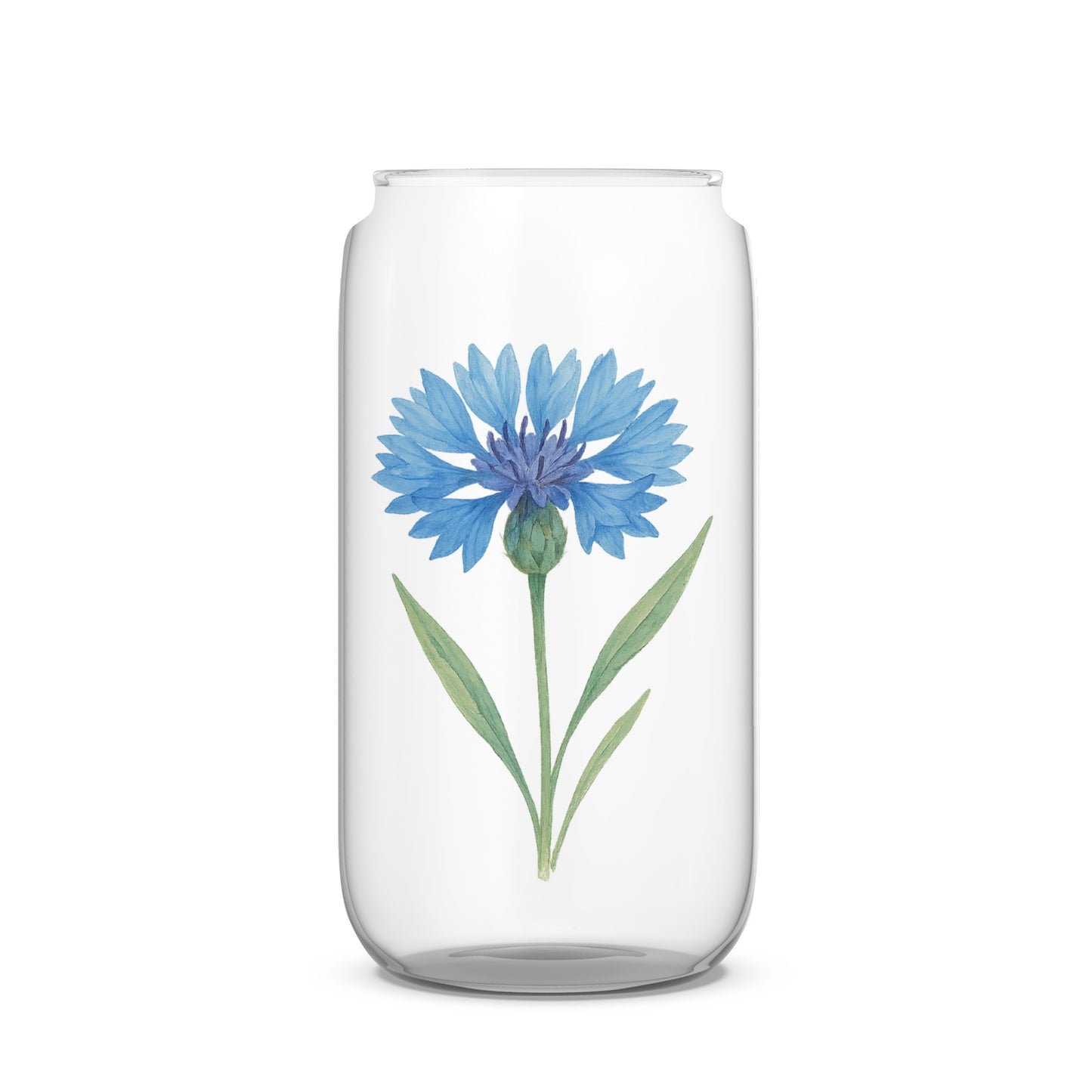 Beautiful Blue Flower Design on a Clear Glass Vase product type