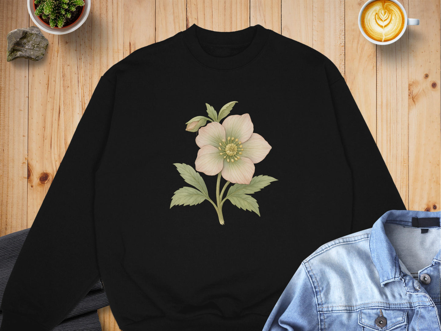 Botanical Flower Print Black Sweatshirt product