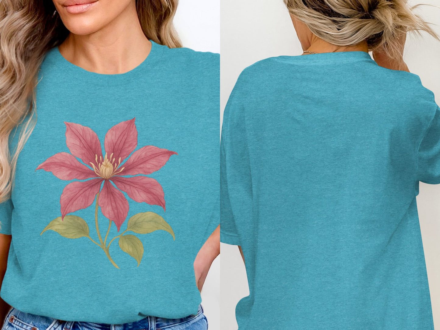 Red Floral Design Graphic Teal Womens T-shirt product