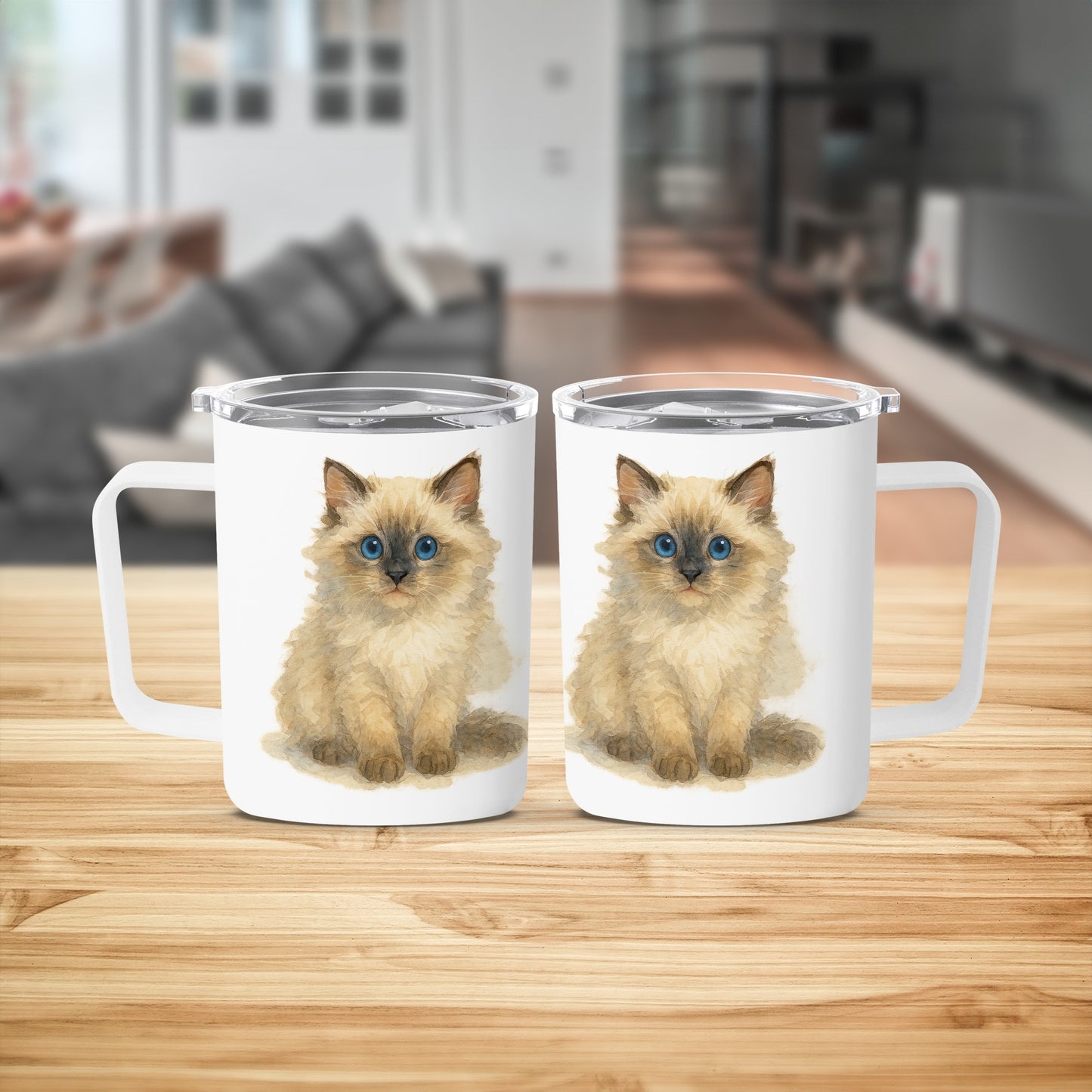 Adorable Fluffy Kitten Print on White Mug product