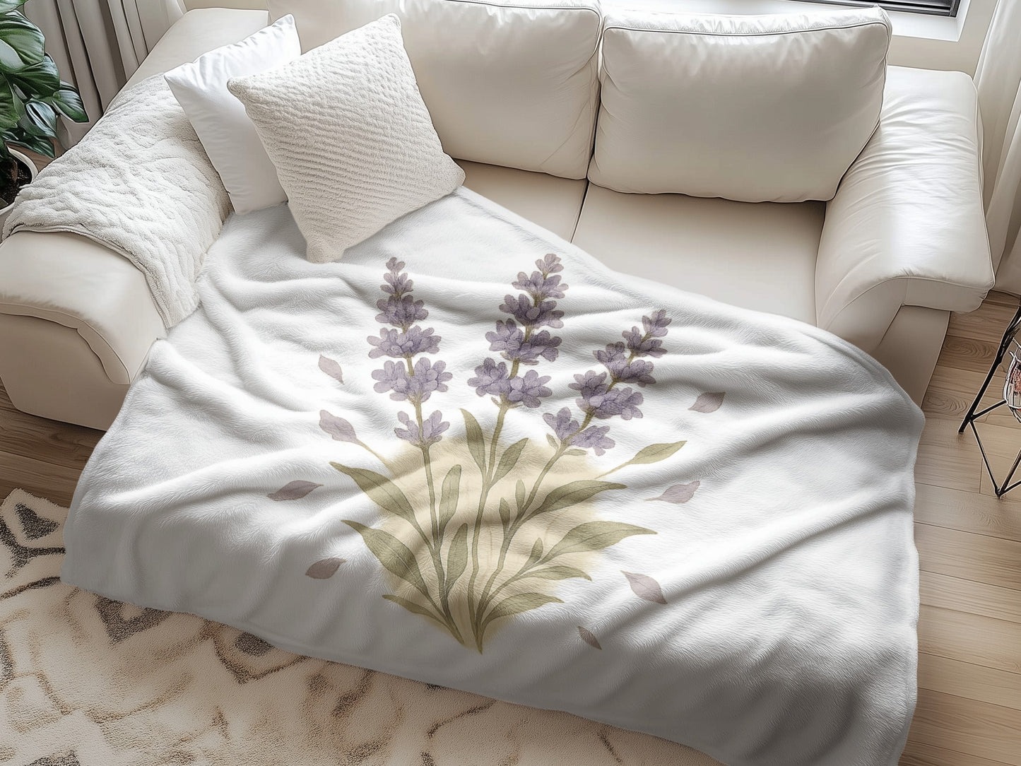Lavender Floral Plush Blanket Home Decor Product