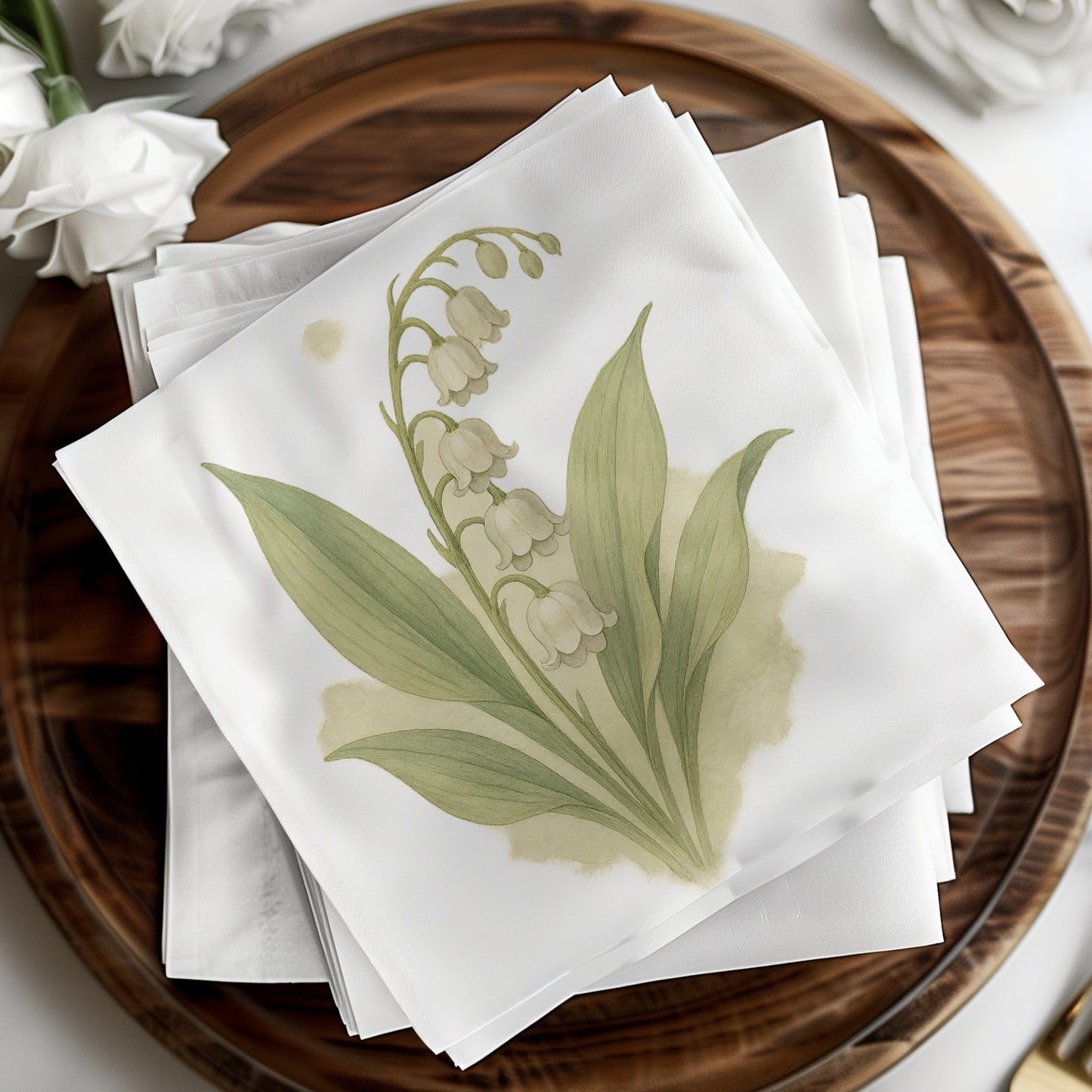 Elegant Floral Napkins with Lily of the Valley Design product type