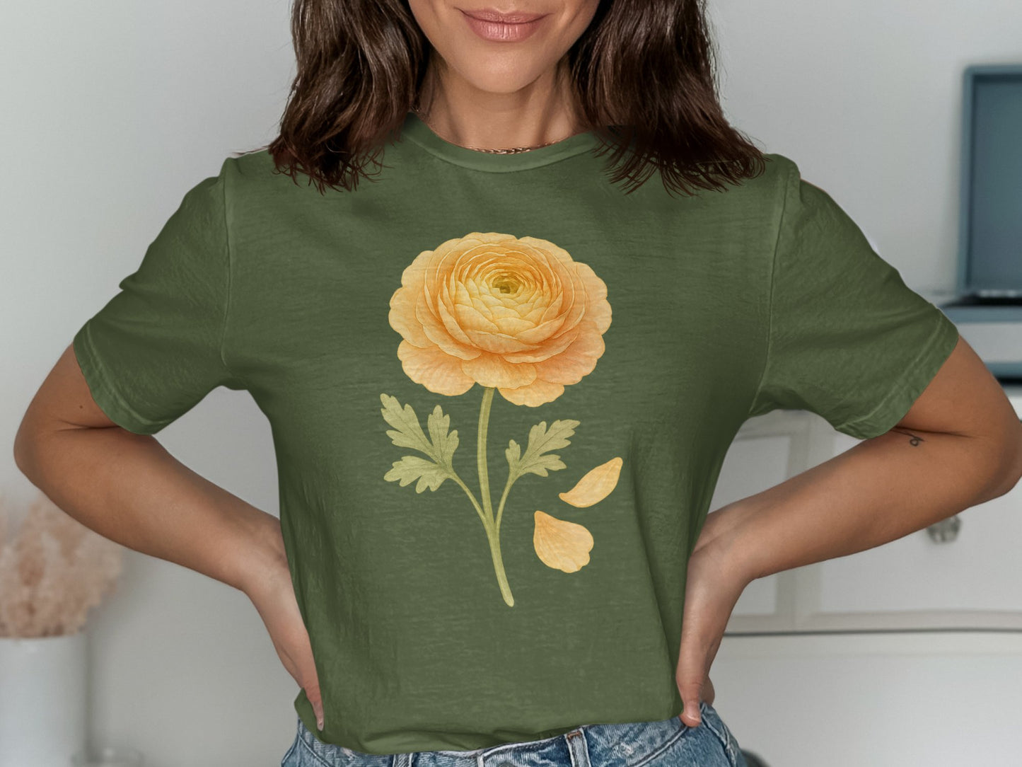 Yellow Ranunculus Graphic Short Sleeve Tees product type