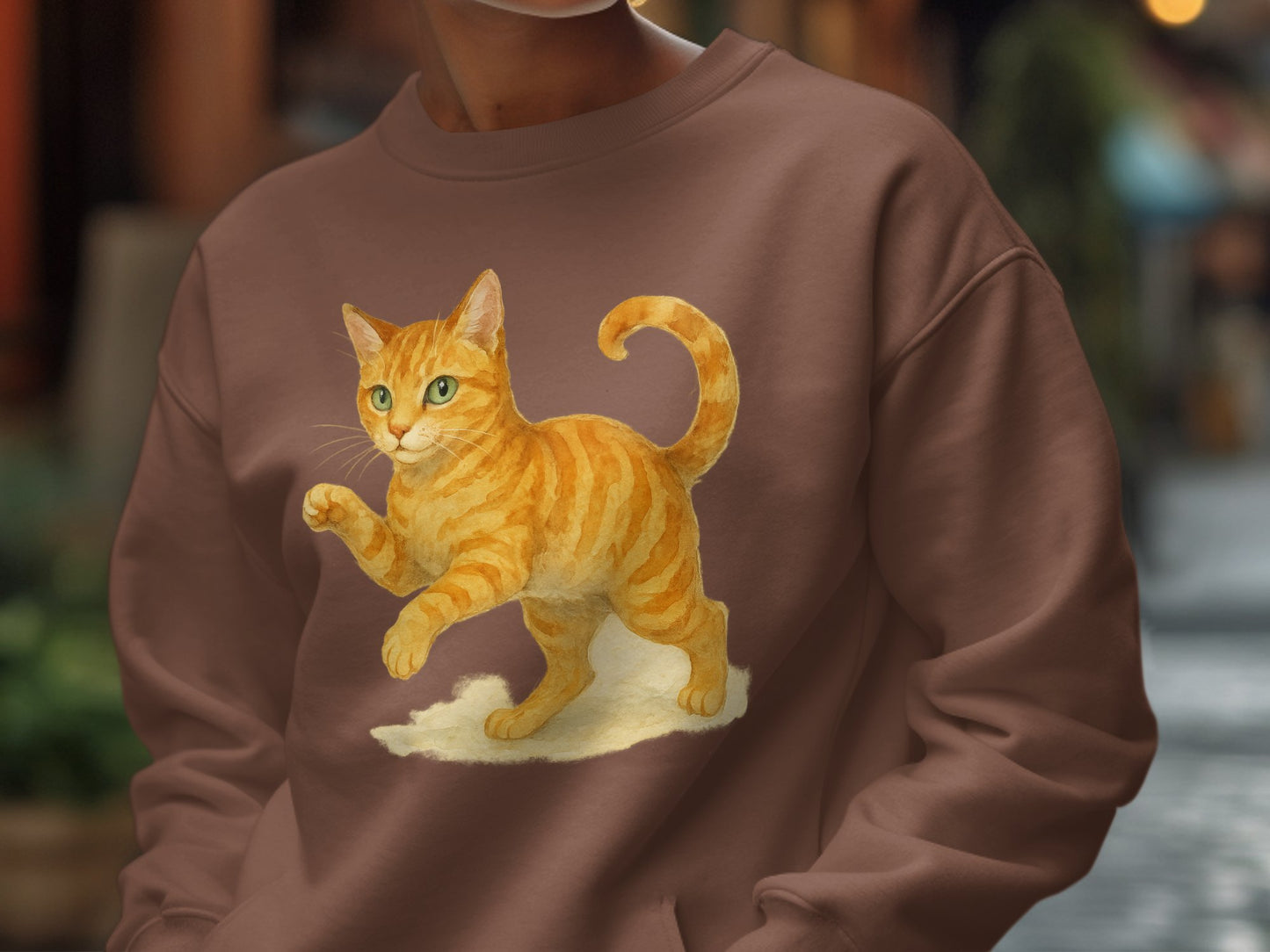 Playful Ginger Cat Brown Graphic Sweatshirt product type