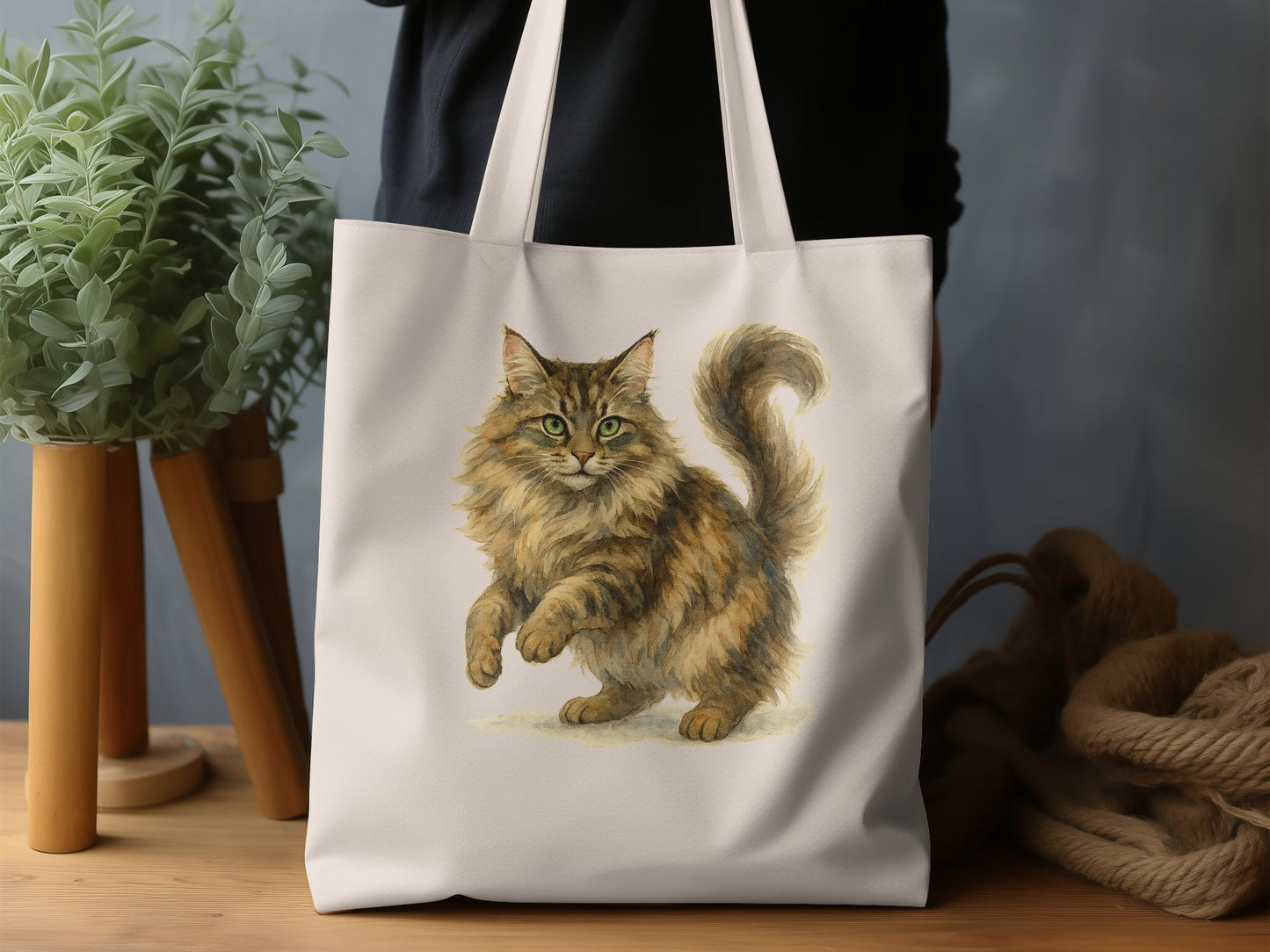 Cute Playful Cat Print Shopping Bag product