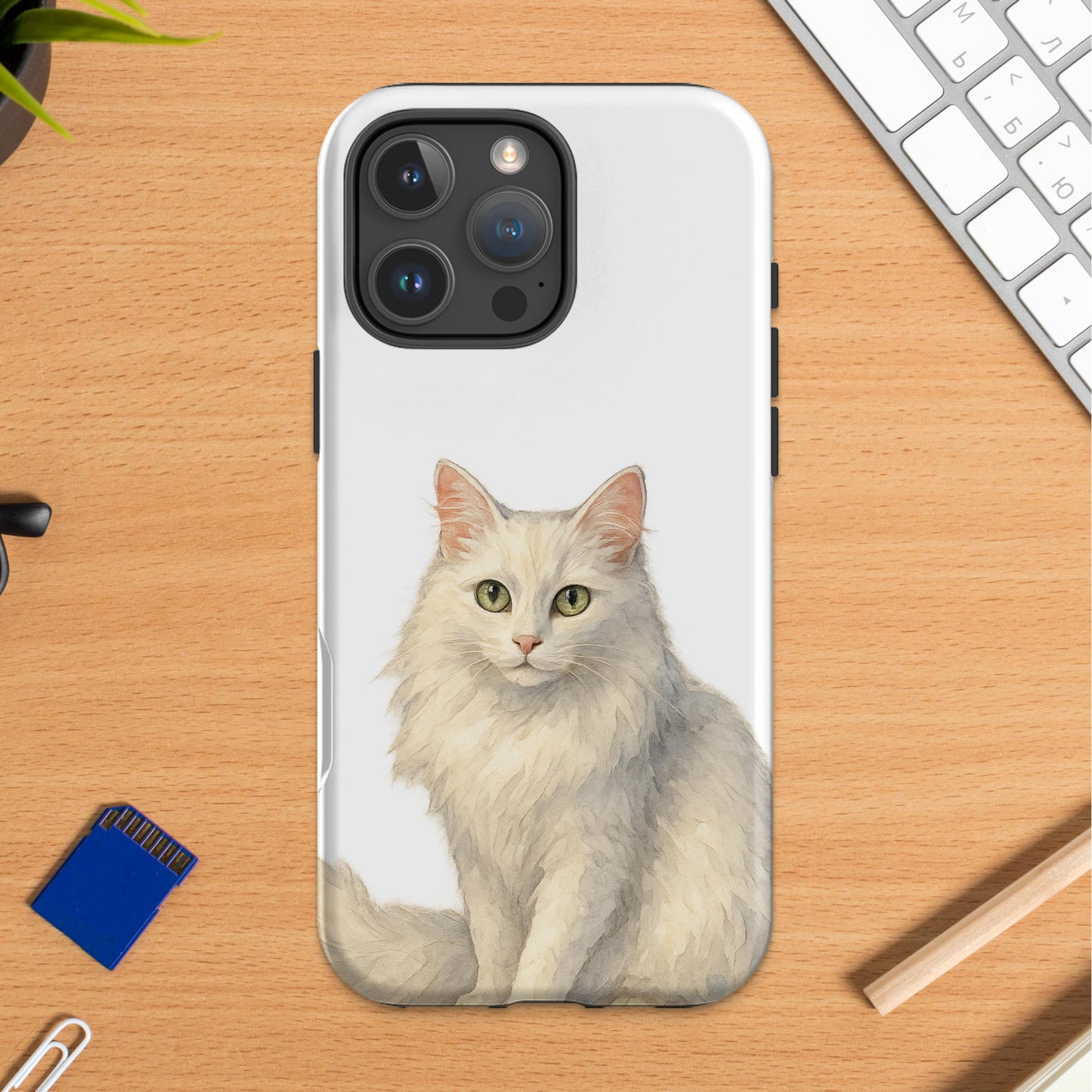 Cute White Cat Phone Case with Realistic Design product type