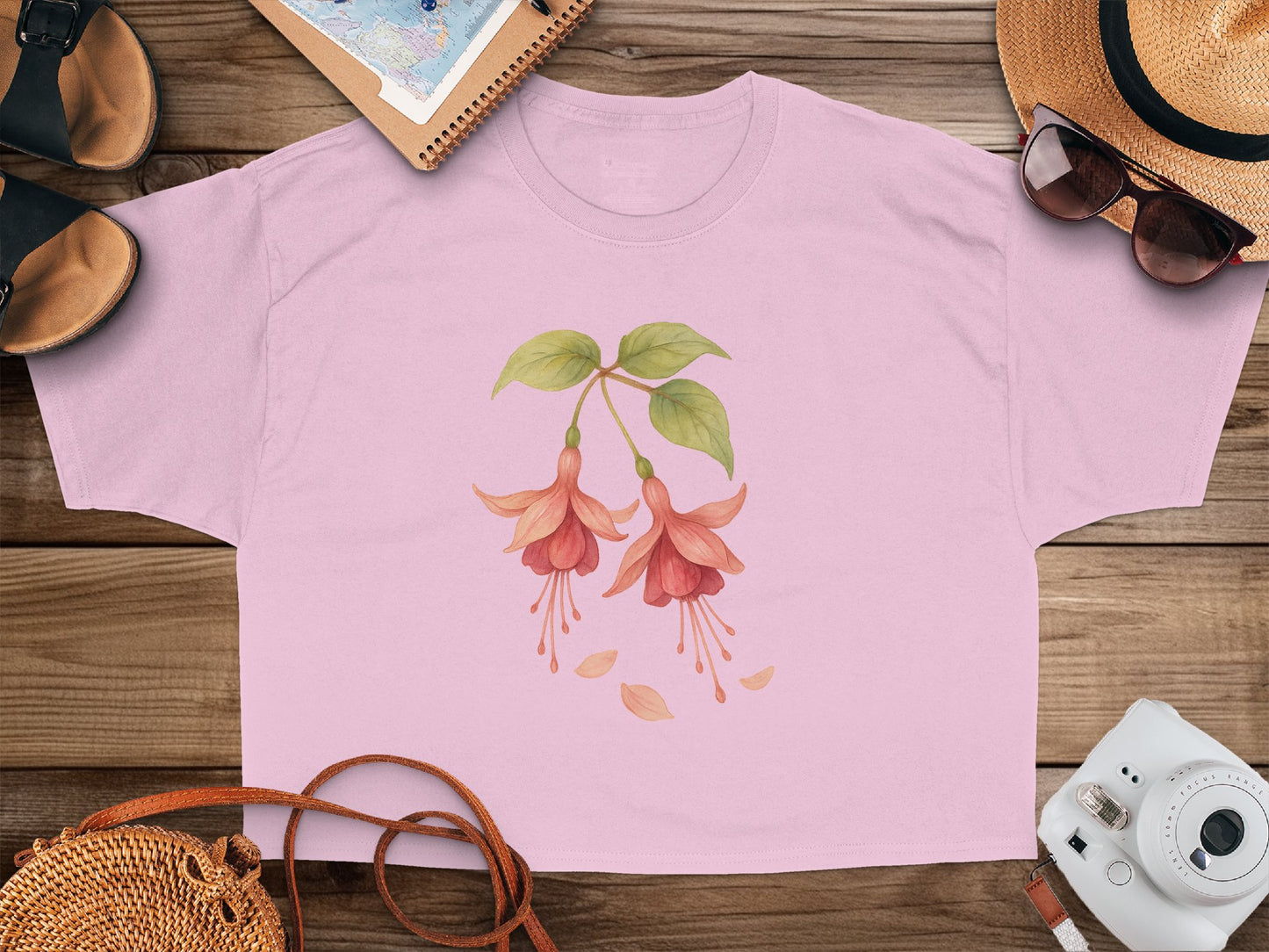 Pink Crop Top with Watercolor Floral Design product