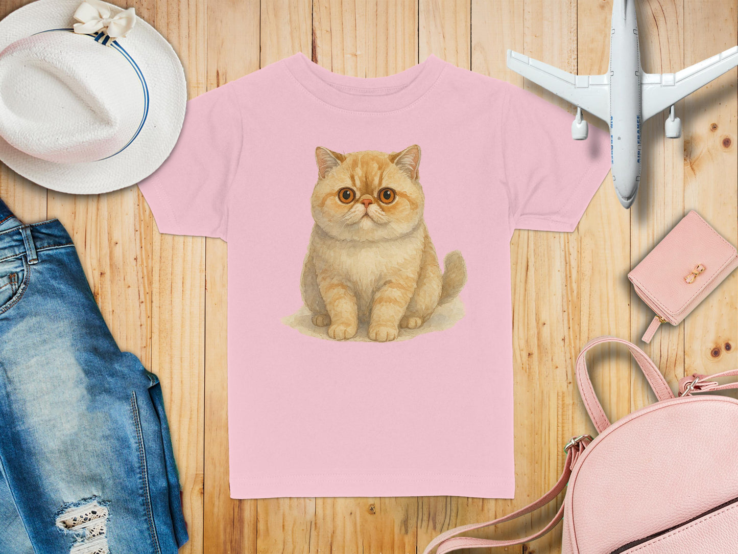 Adorable Cat Printed Pink Short Sleeve T-Shirt product type