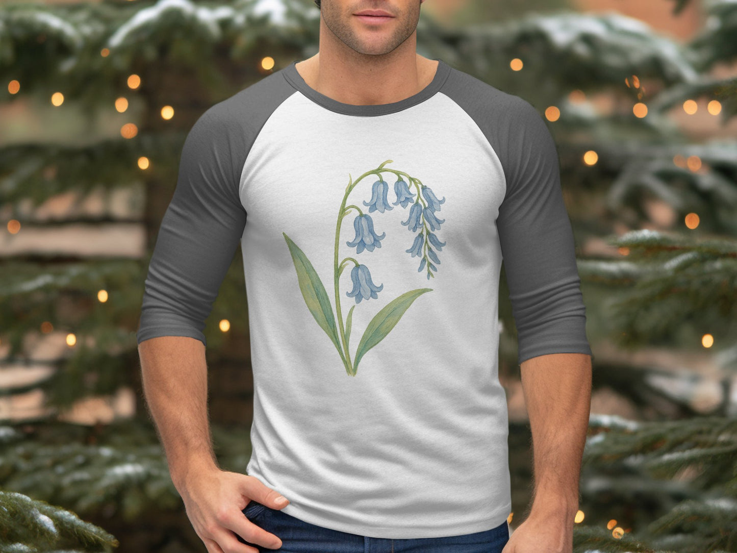 Bluebell Flower Design Men's Raglan Sleeve Shirt product