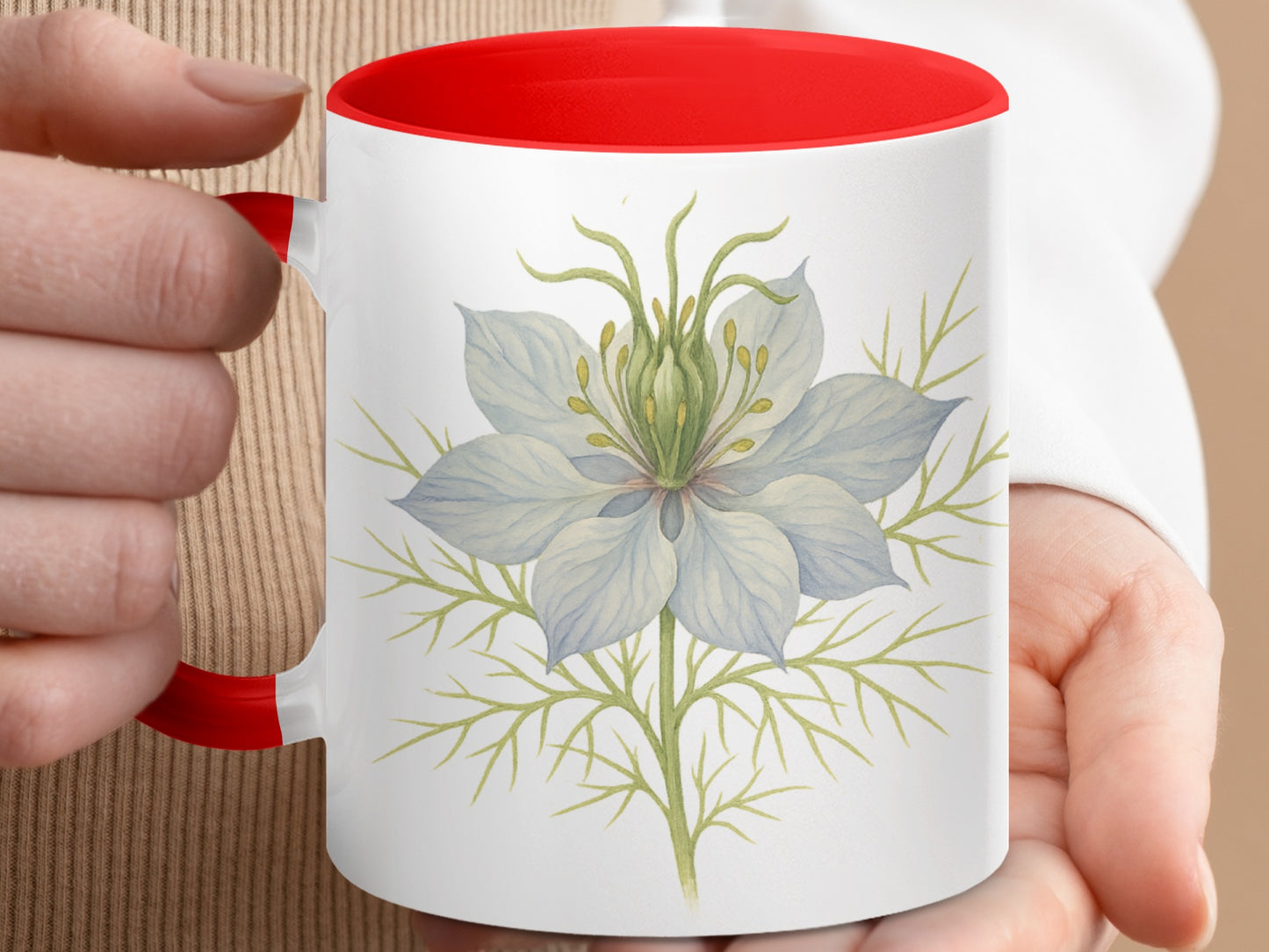 Elegant Floral Design White and Red Mug product