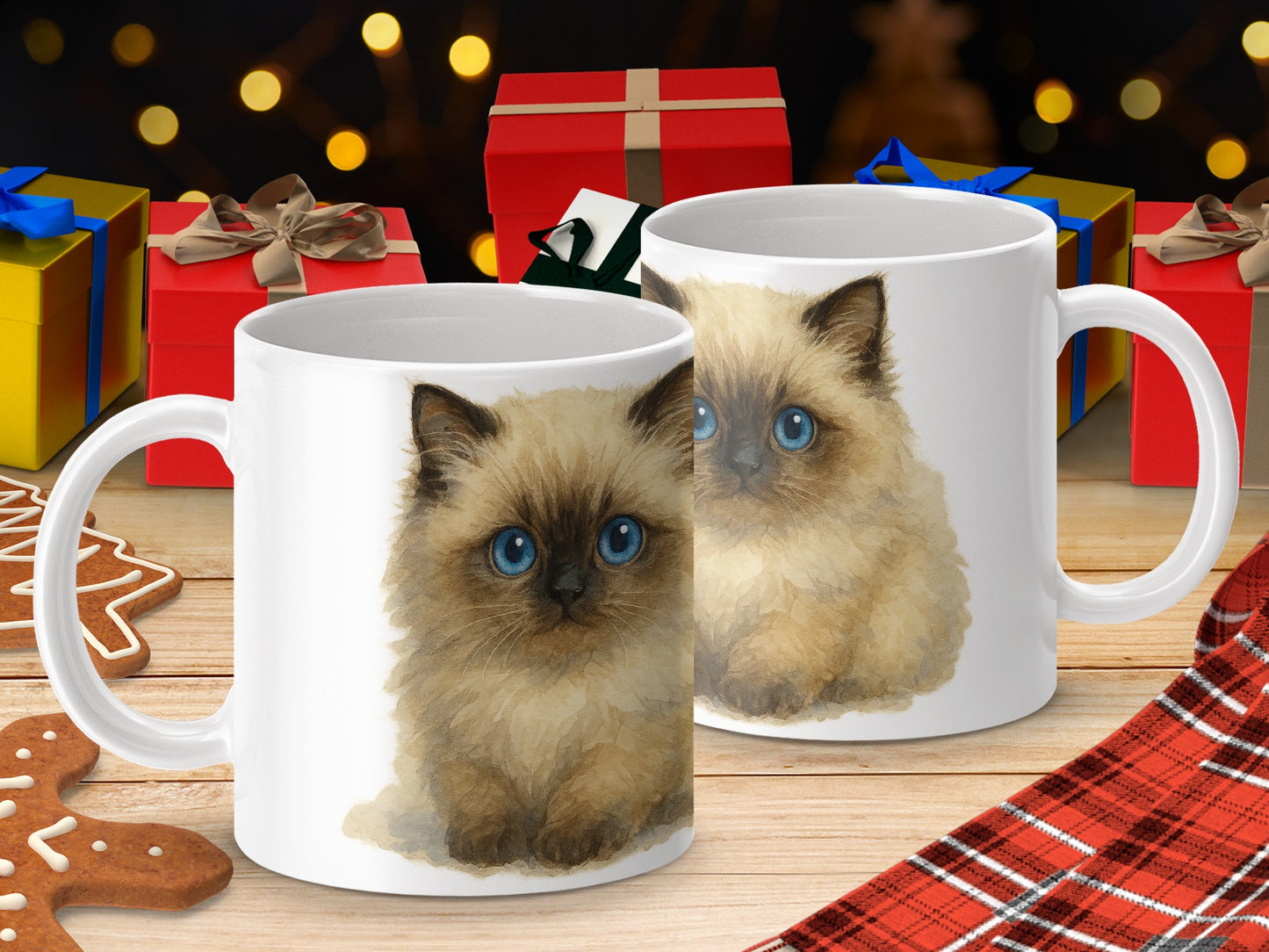 Adorable Blue-Eyed Kitten Ceramic Mug Set Product