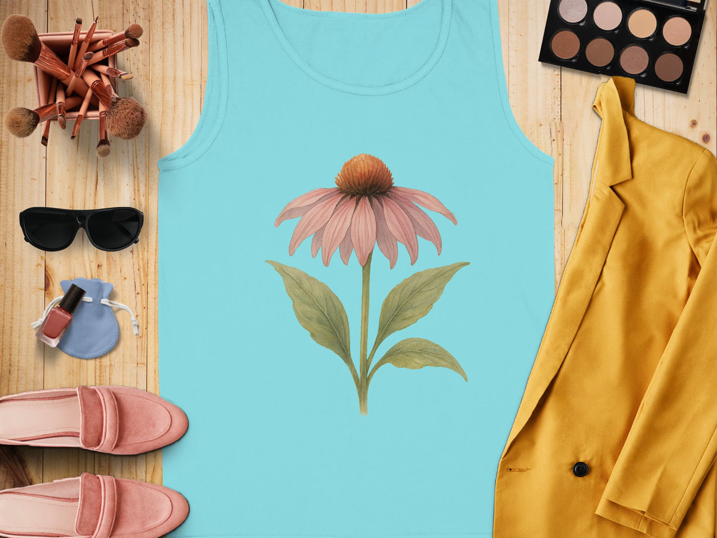 Floral Design Blue Tank Top Clothing product type