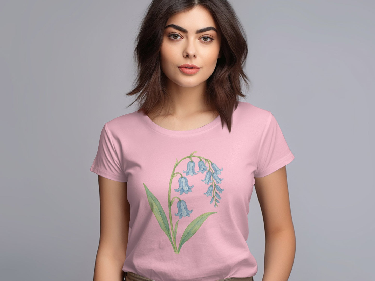 Bluebell Floral Design on Pink T-Shirt product type