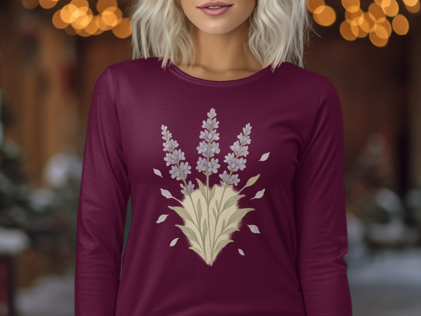 Lavender Floral Design Long Sleeve Shirt product