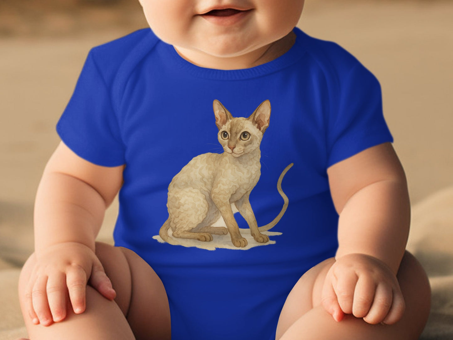 Cute Blue Baby Romper with Adorable Cat Print product