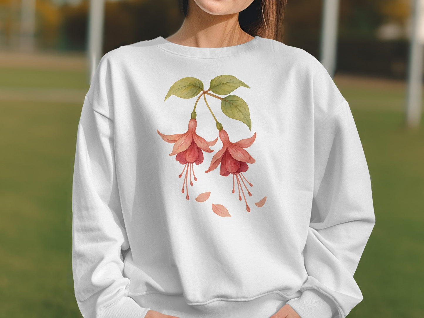 Beautiful White Sweatshirt with Red Flower Design product