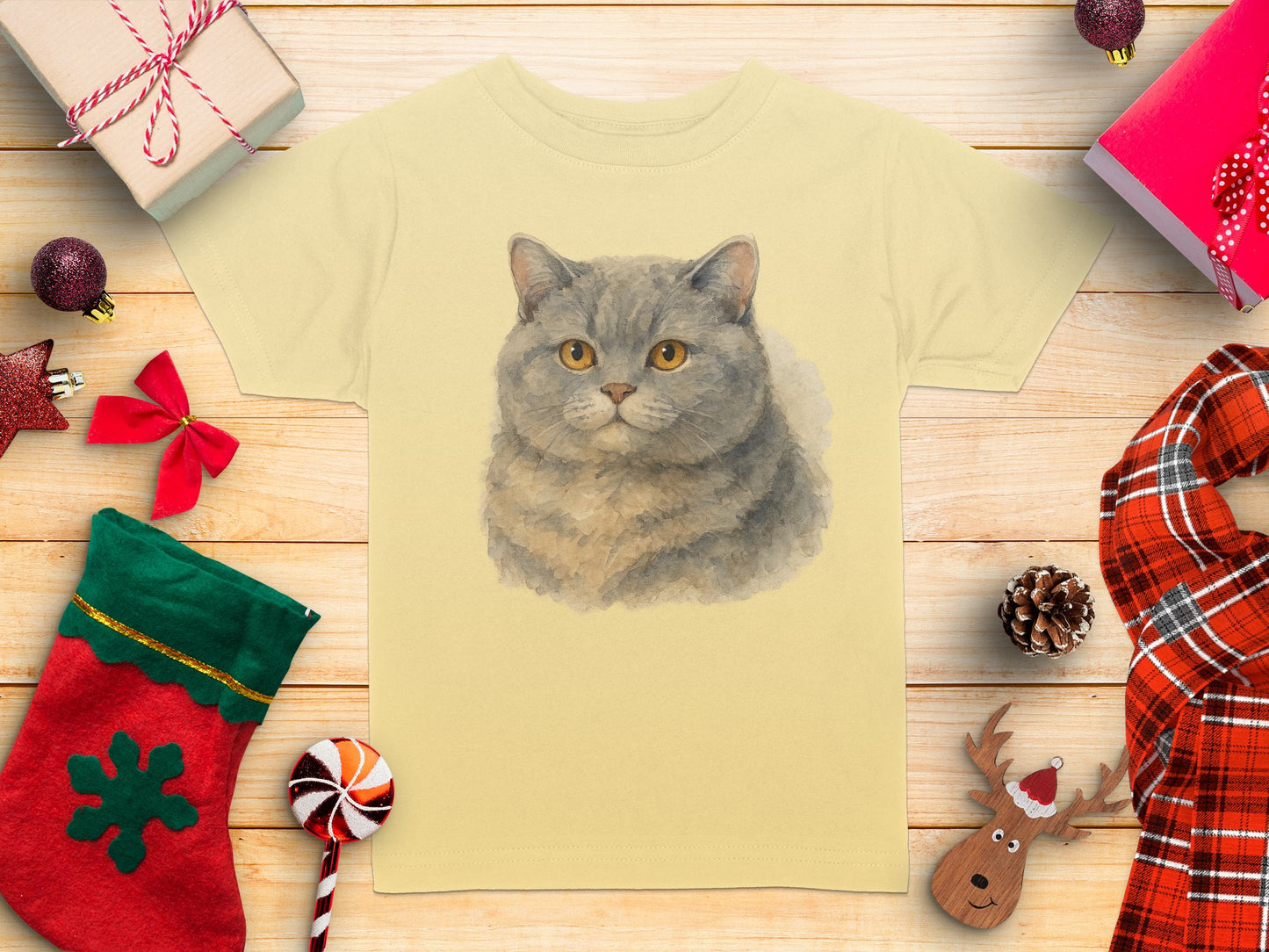 Cute Gray Cat Illustration on Kids T-shirt product