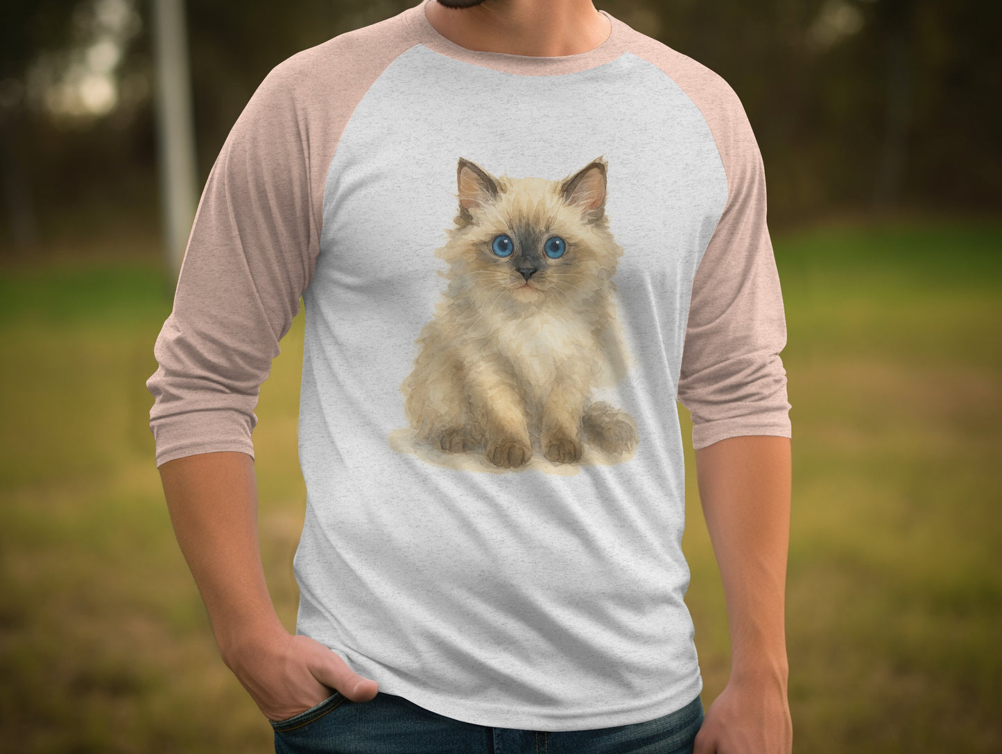 Adorable Fluffy Kitten Three Quarter Sleeve Shirt Product