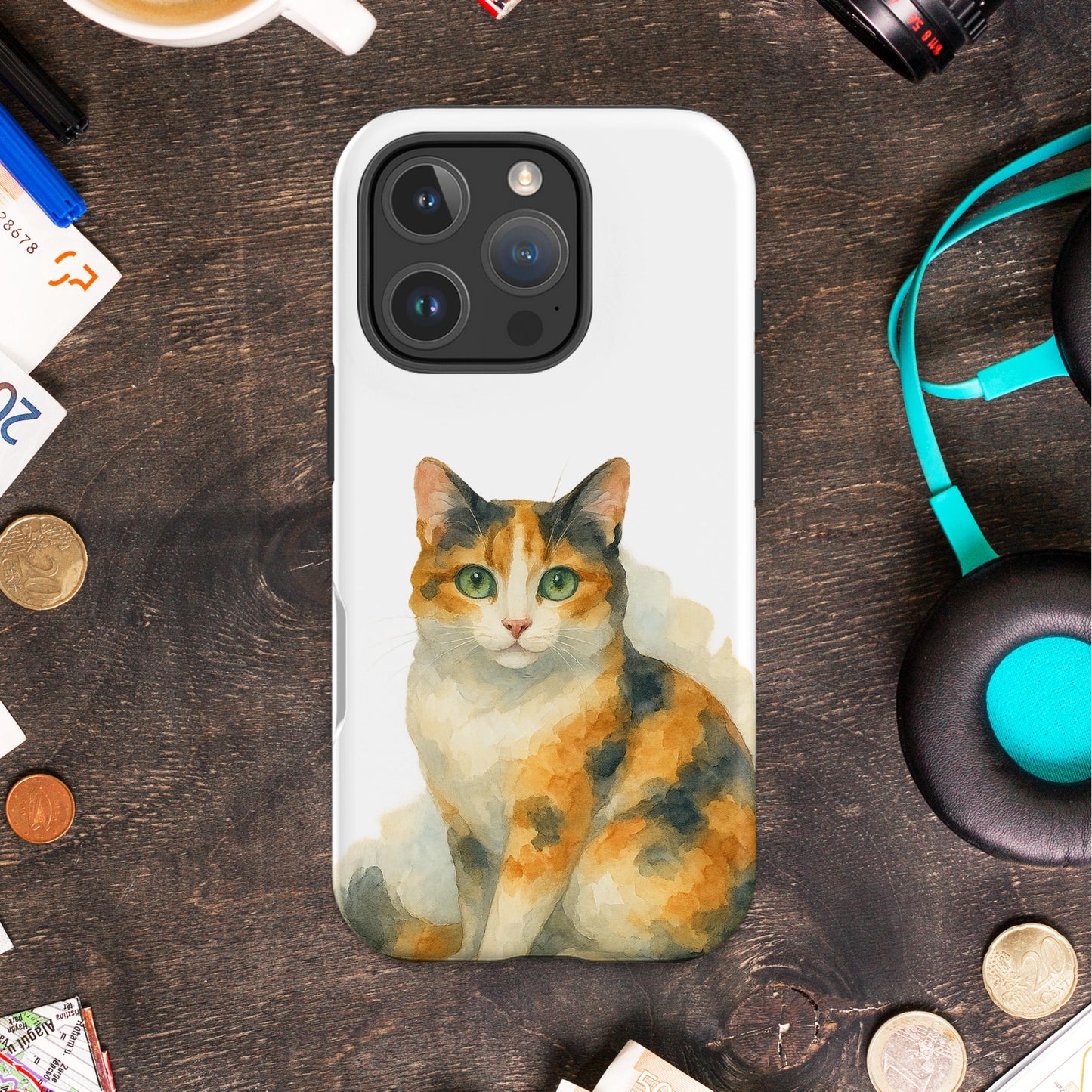 Cute Calico Cat Artwork Design Protective Phone Case product