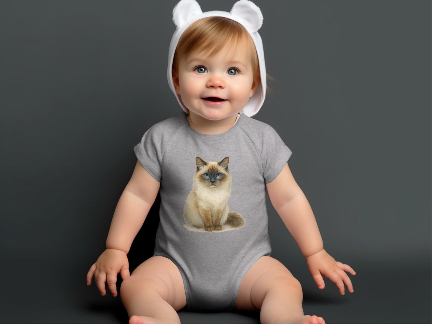 Adorable Baby Bodysuit with Cute Cat Print product