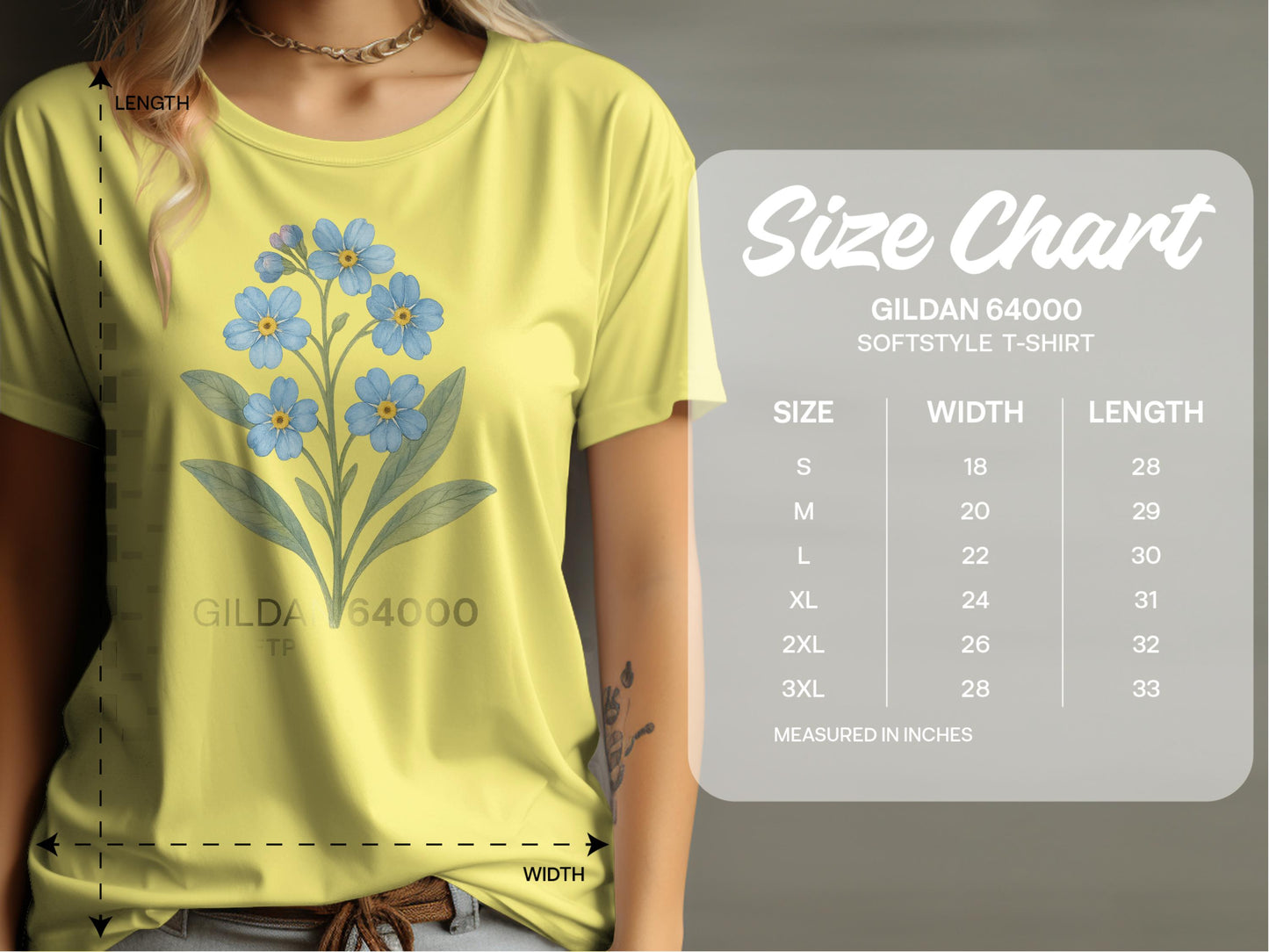 Gildan 64000 Softstyle T-Shirt with Flower Design product type