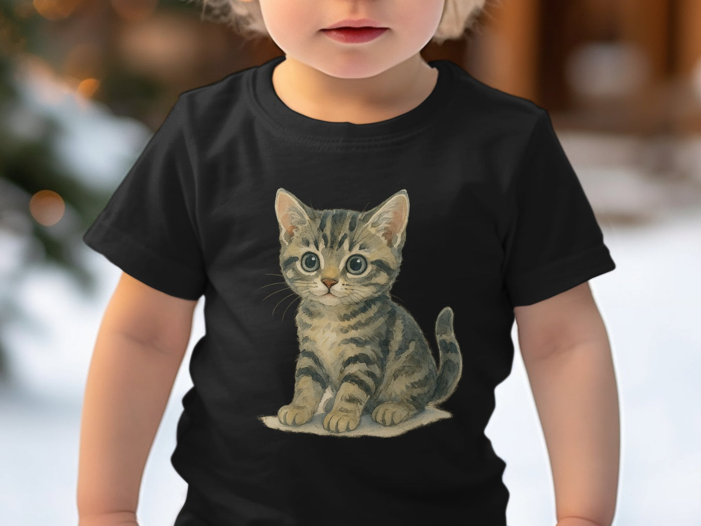 Cute Kitten Graphic Design Black Toddler T-shirt Product