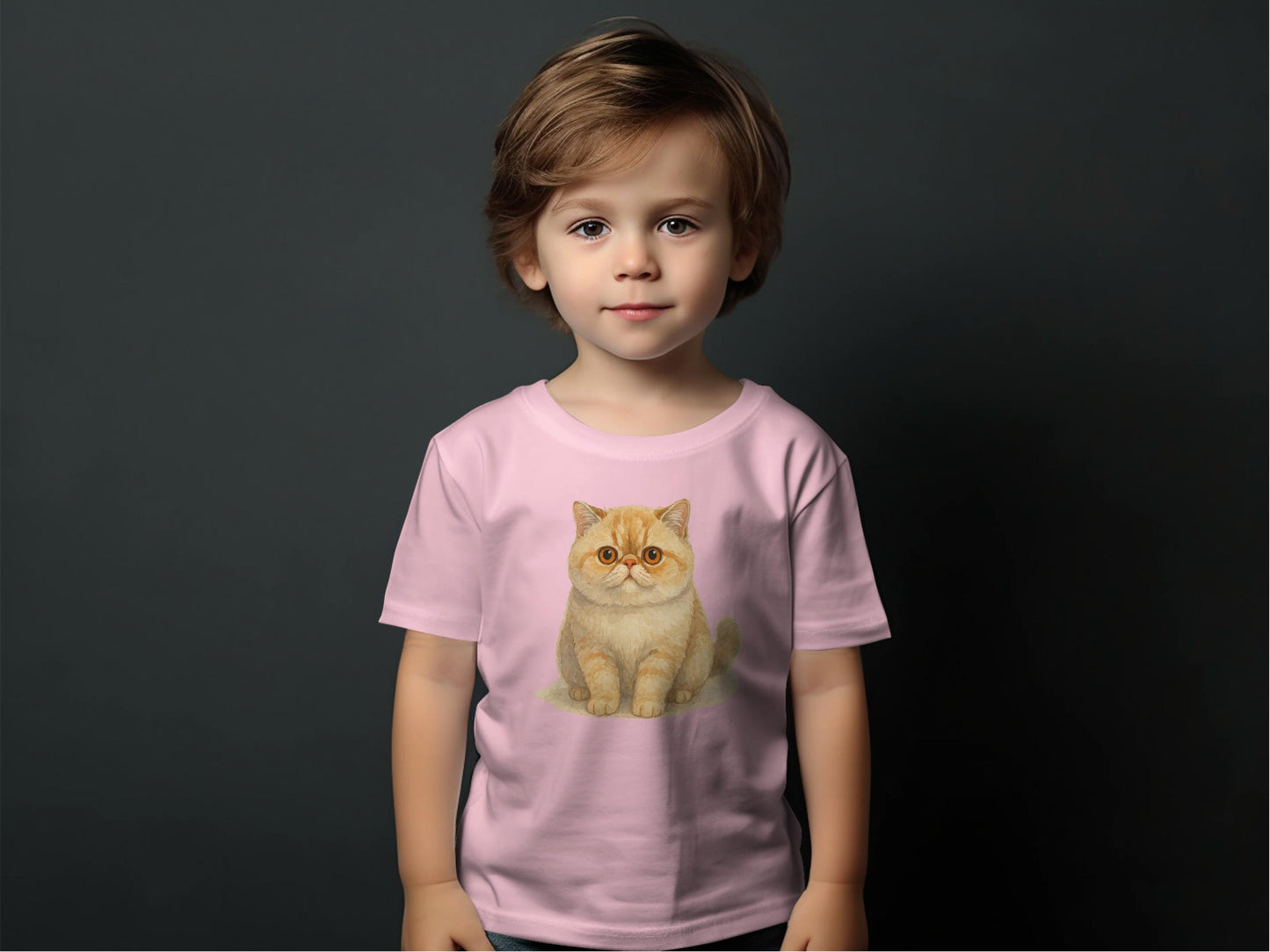 Cute Cat Illustration on Pink Kid's T-Shirt product