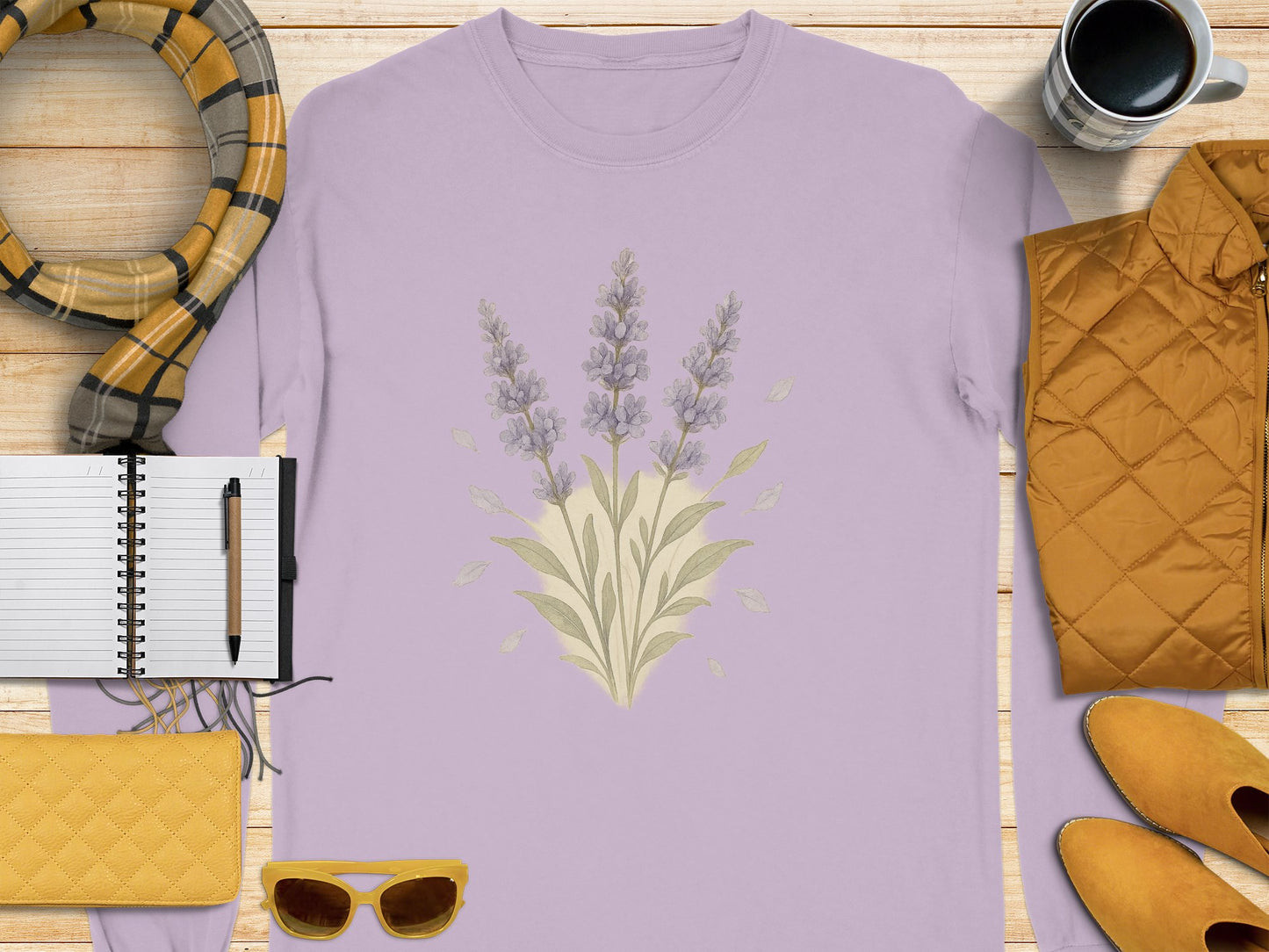 Lavender Bouquet Print Purple Long Sleeve Shirt product