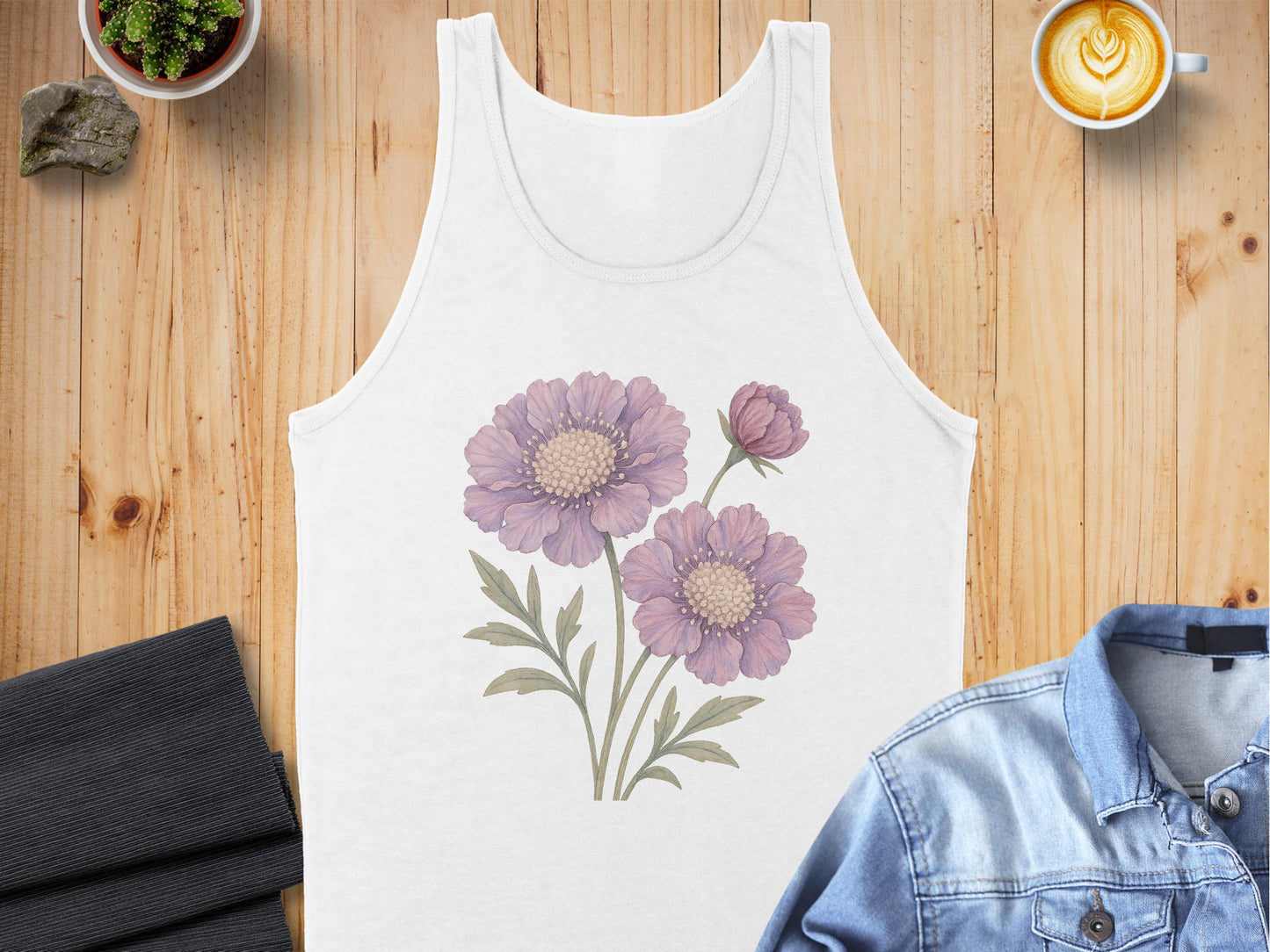 Floral Tank Top with Purple Flowers Print product type