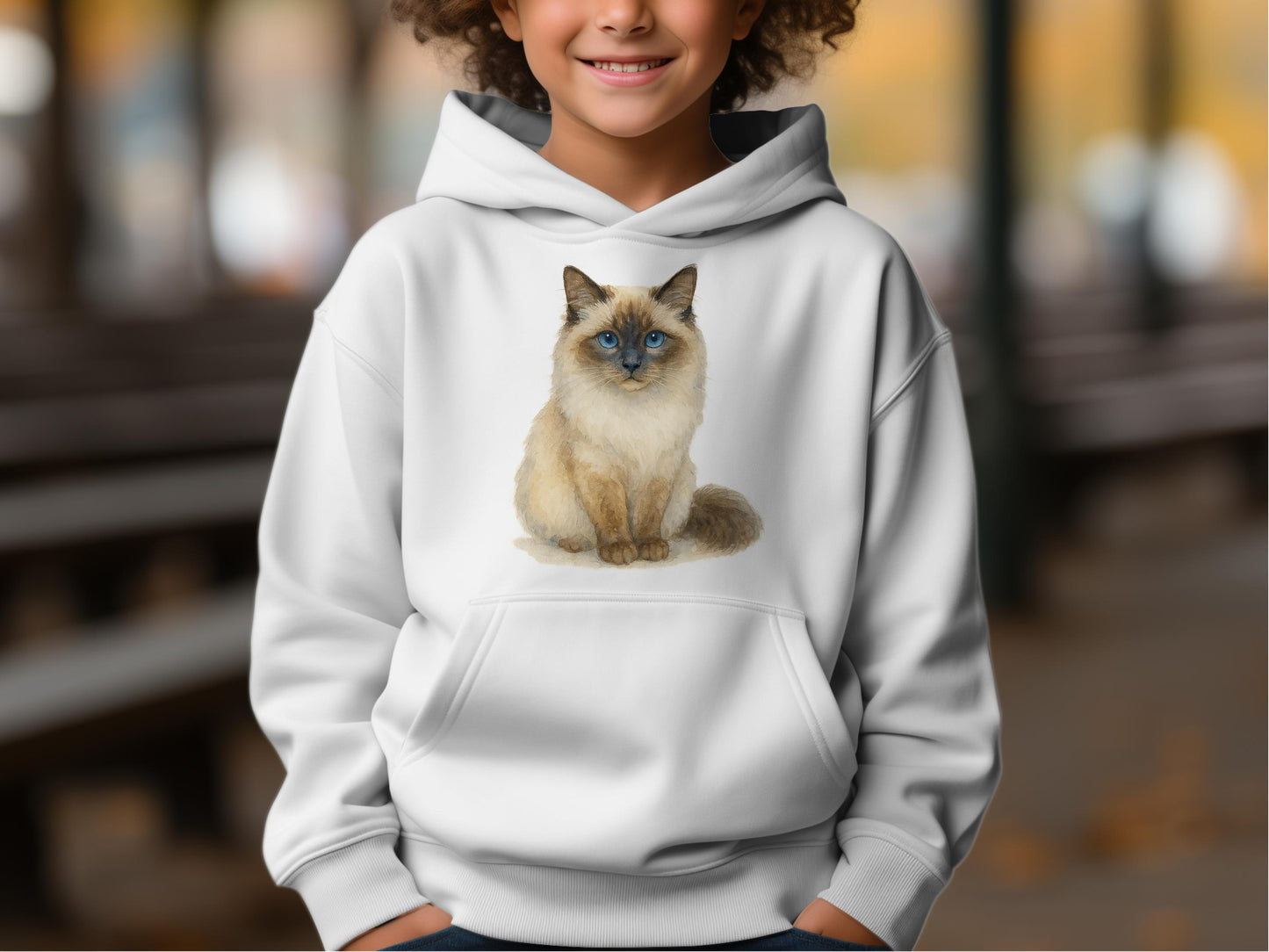 Cozy Hoodie Featuring Adorable Cat Design product type
